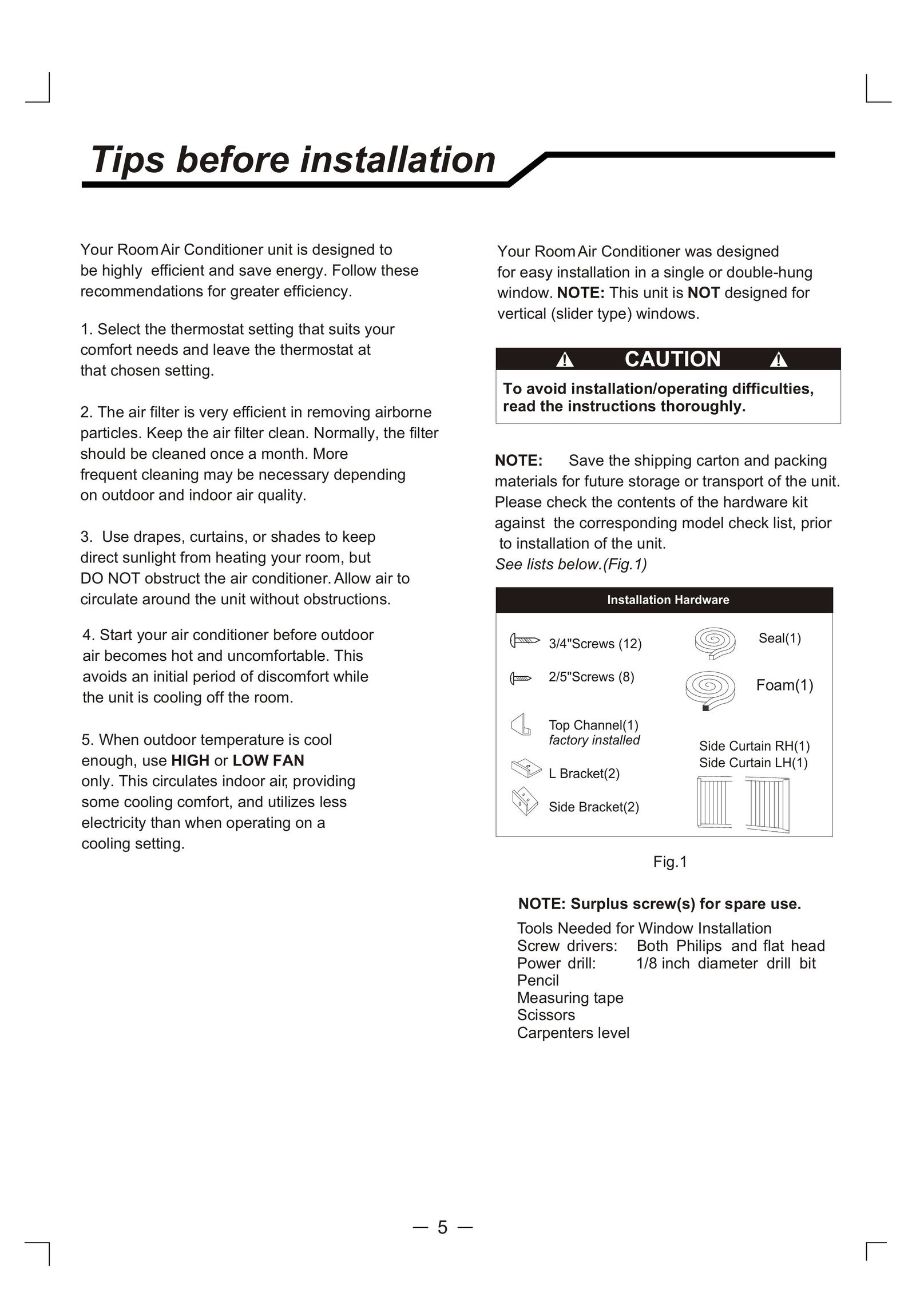 Admiral AAW-06CM1FHUE Air Conditioner User Manual (Page 6)