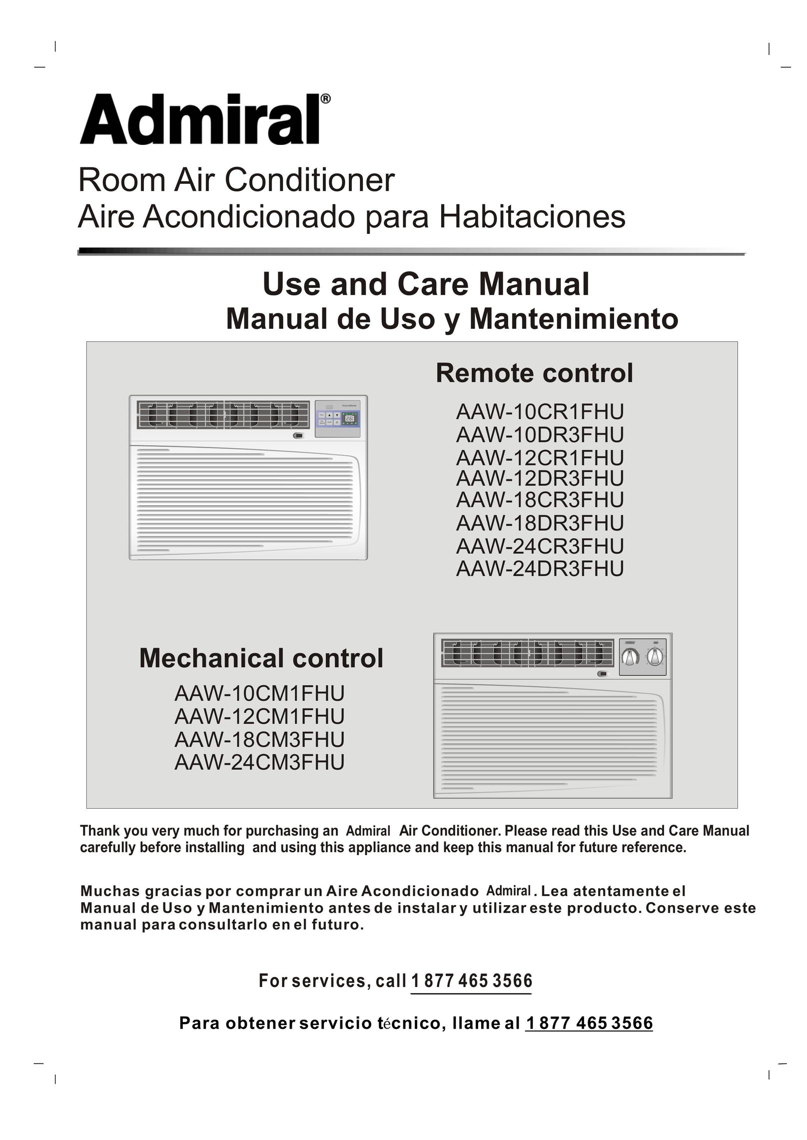 Admiral AAW-10DR3FHU Air Conditioner User Manual (Page 1)