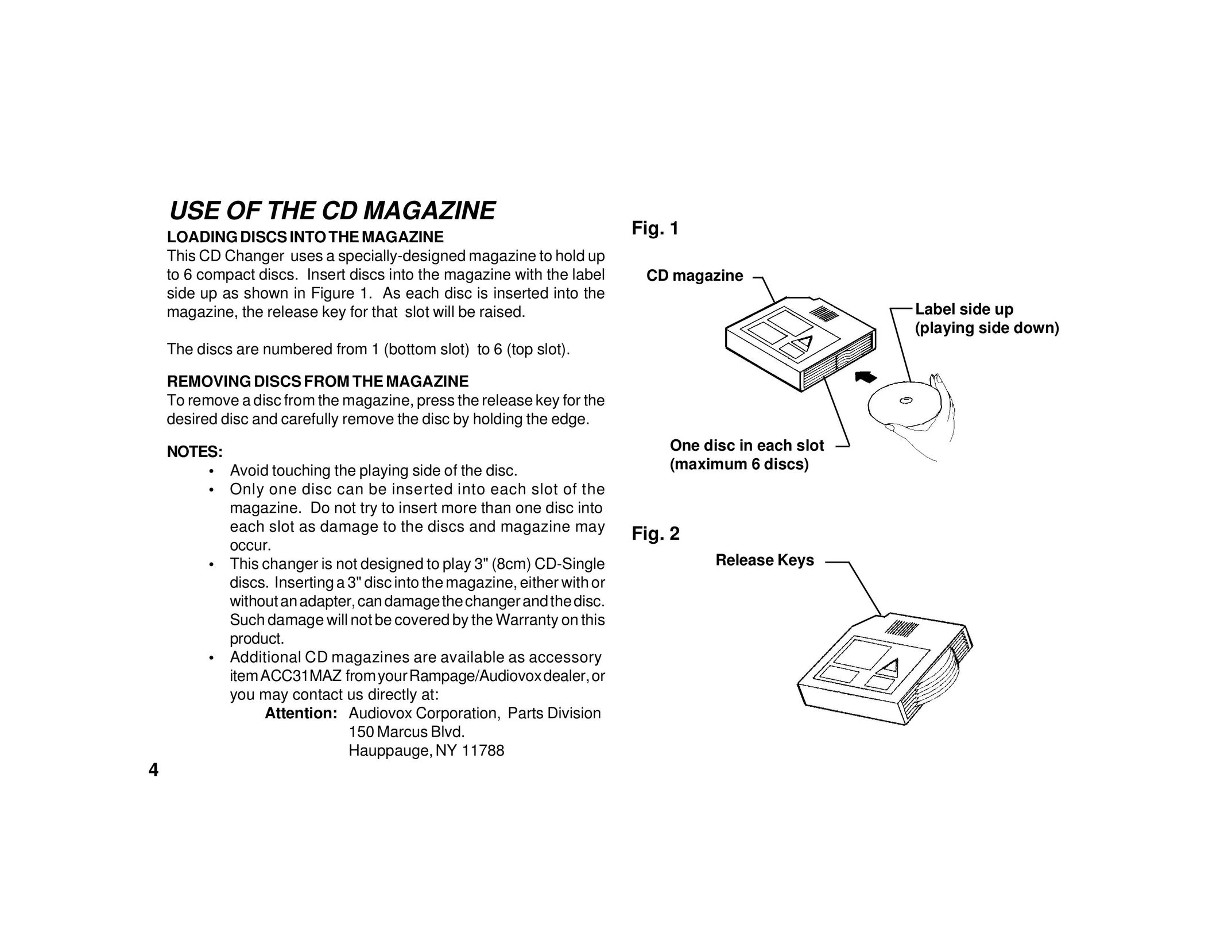 Audiovox ACC31 CD Player User Manual (Page 4)