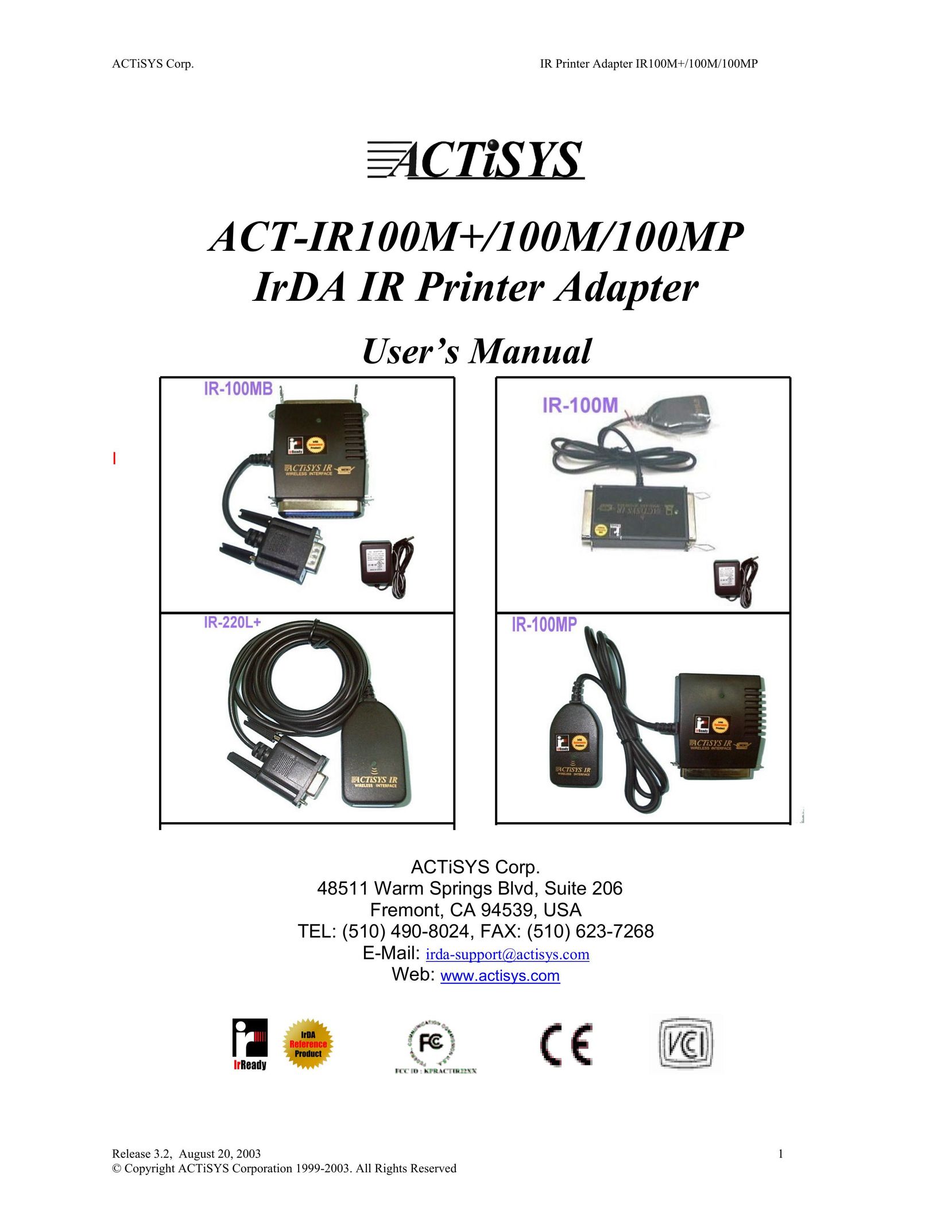 ACTiSYS ACT-IR100M Network Card User Manual (Page 1)