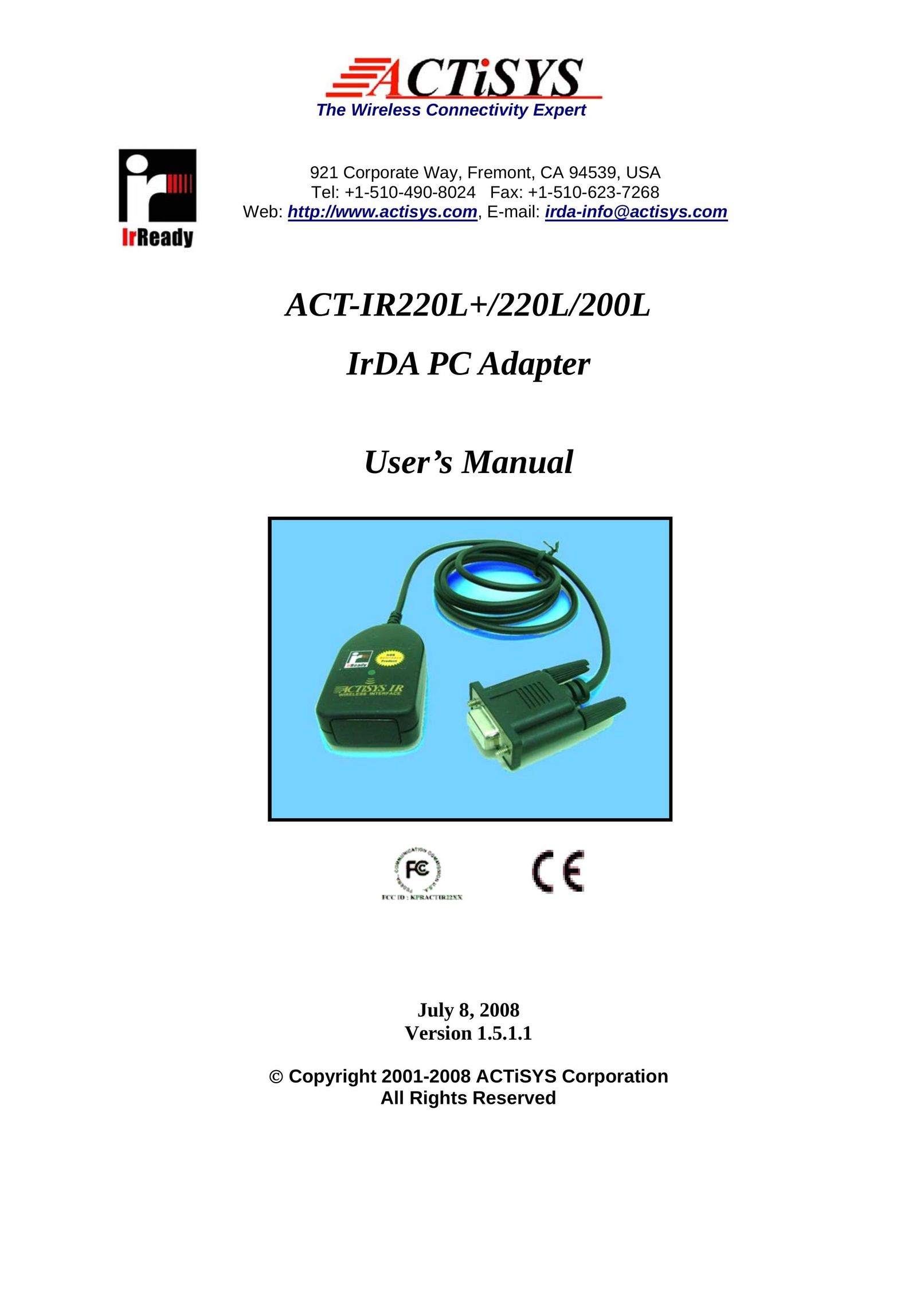 ACTiSYS ACT-IR220L+/220L/200L Network Card User Manual (Page 1)
