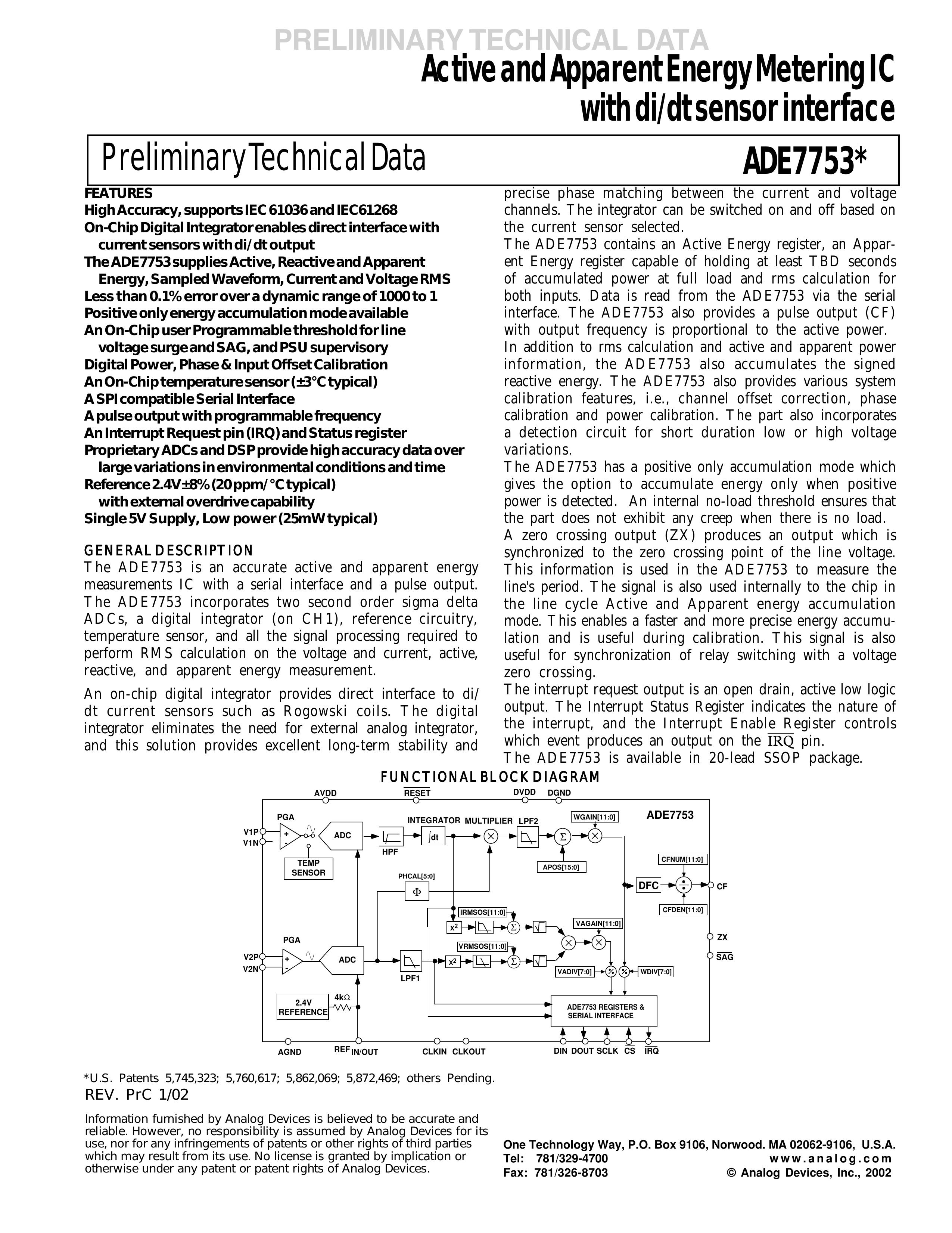 Analog Devices ADE7753 Iron User Manual (Page 1)