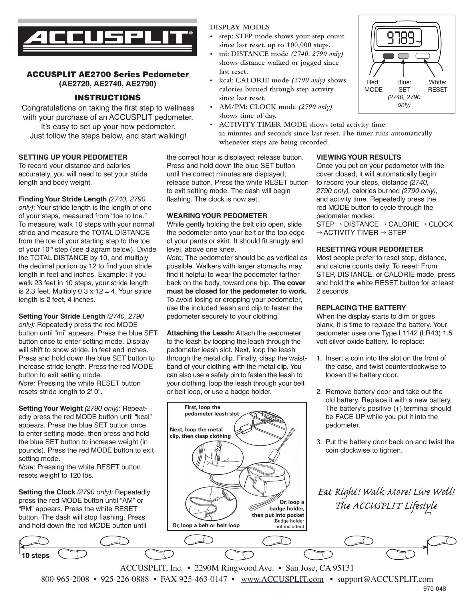 Accusplit AE2720 Headphones User Manual (Page 1)