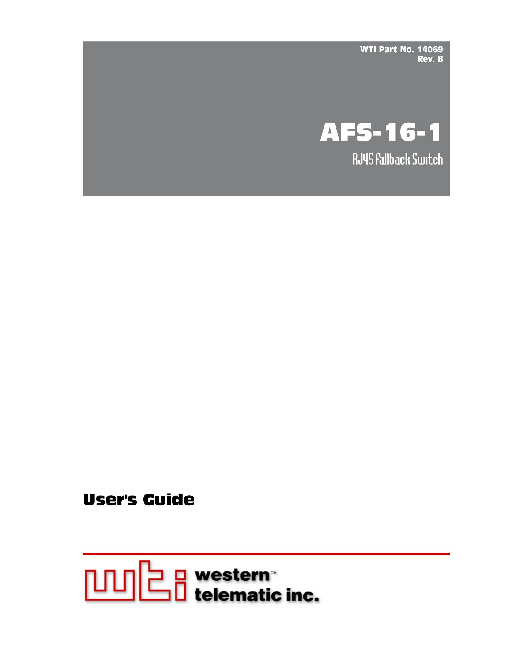 Western Telematic AFS-16-1 Switch User Manual (Page 1)