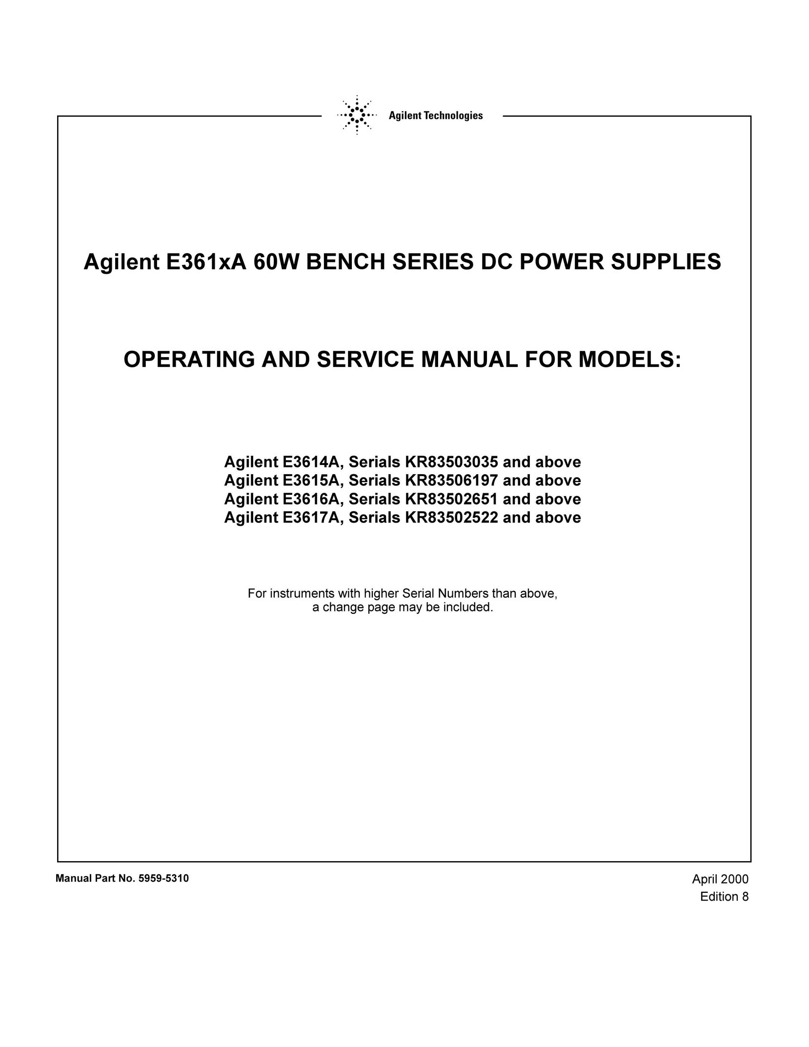 Agilent Technologies Agilent E3617A Serials KR83502522 Video Gaming Accessories User Manual (Page 1)