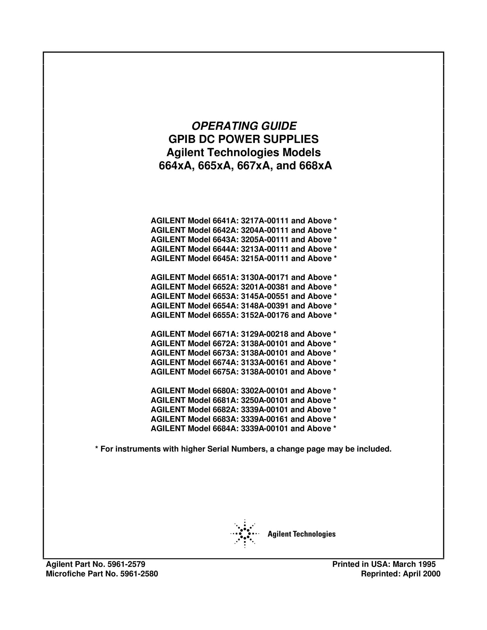 Agilent Technologies AGILENT Model 6653A: 3145A-00551 Video Gaming Accessories User Manual (Page 1)