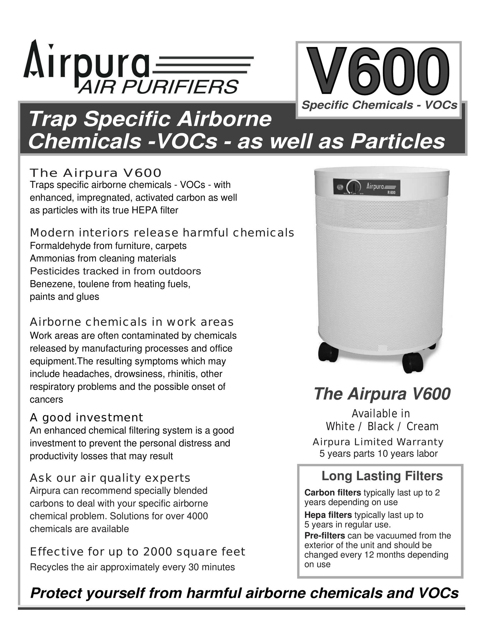 Airpura Industries Airpura V600 Air Cleaner User Manual (Page 1)