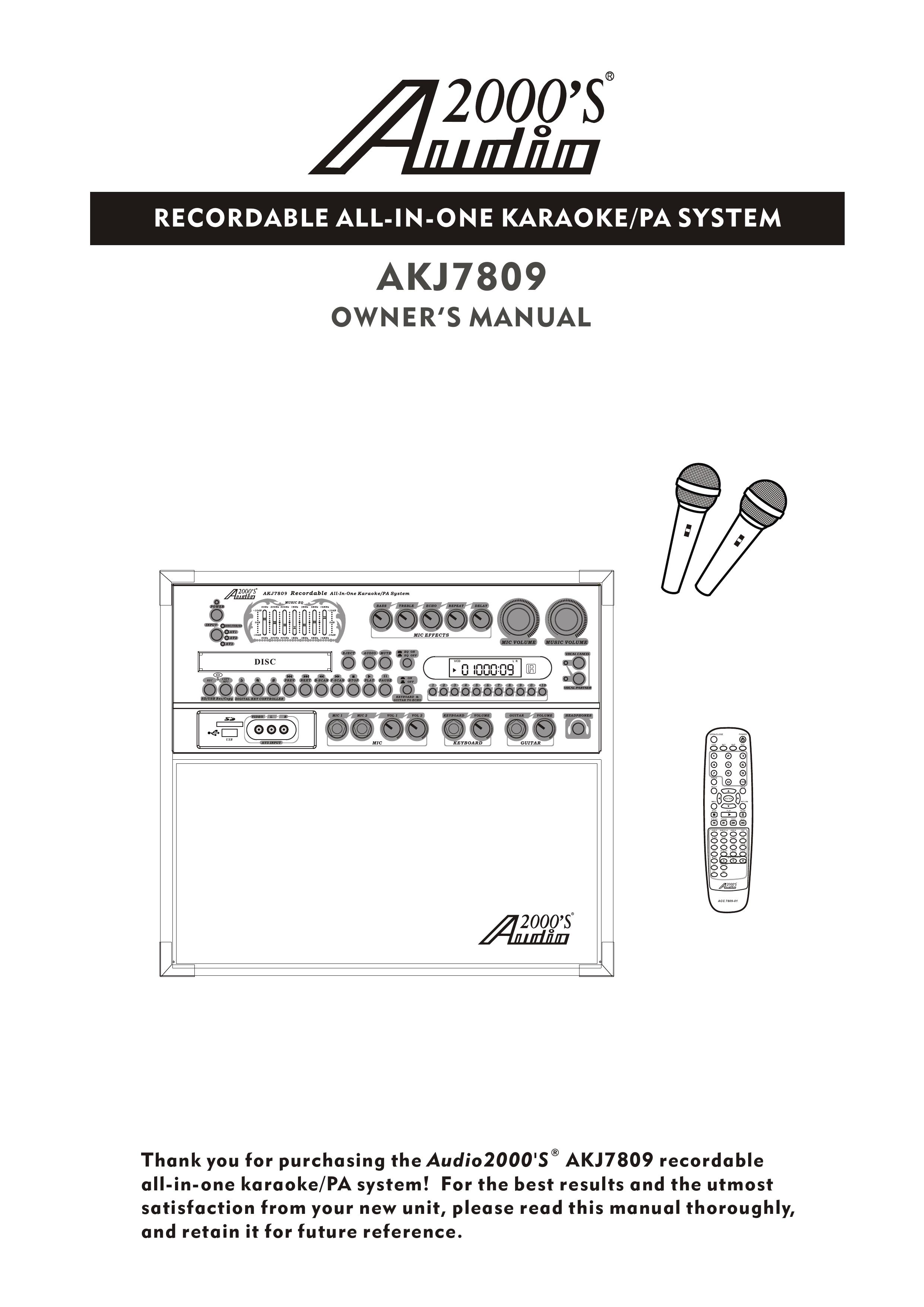 Audio2000's AKJ7809 Karaoke Machine User Manual (Page 1)