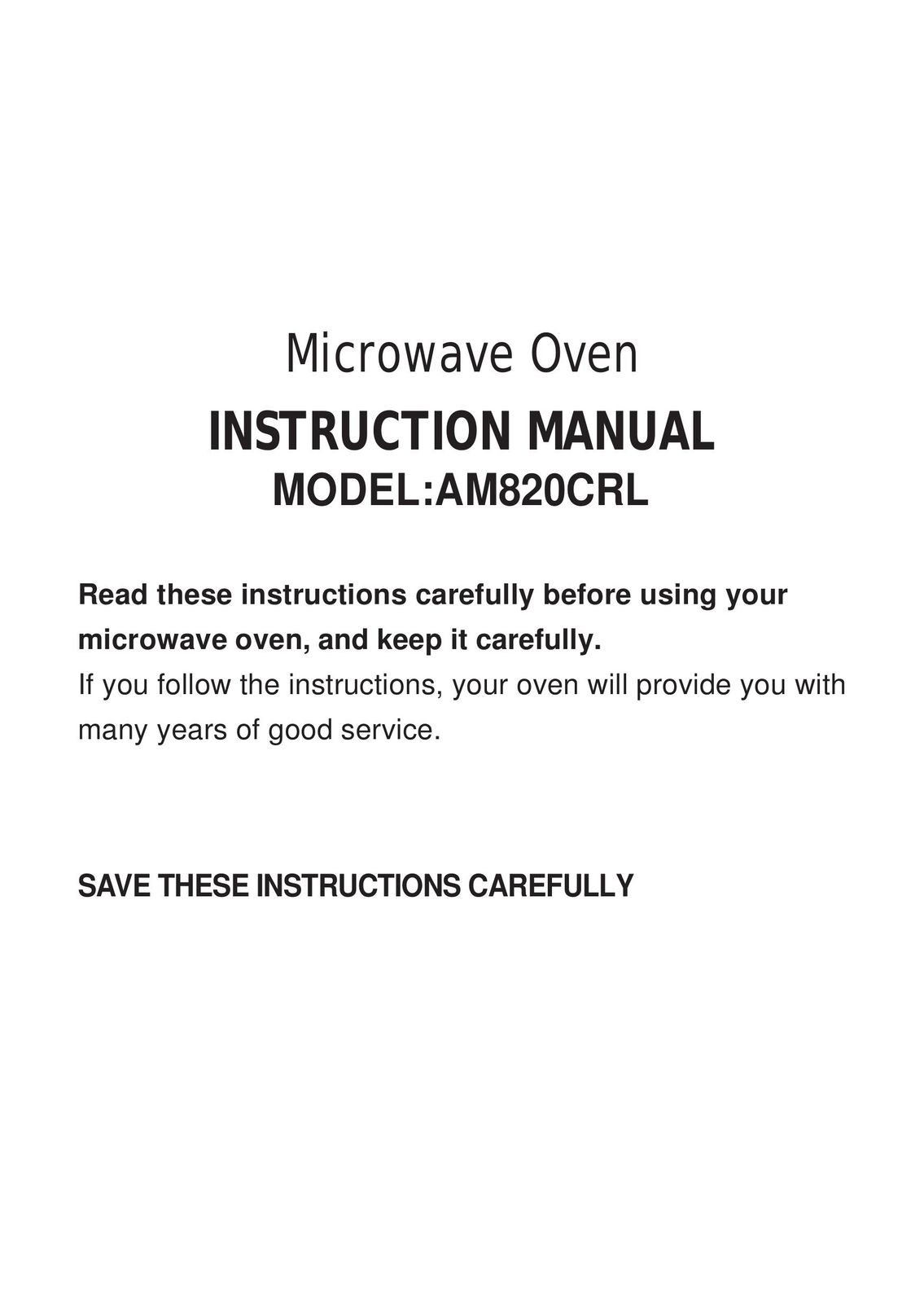 Akai AM820CRL Microwave Oven User Manual (Page 1)