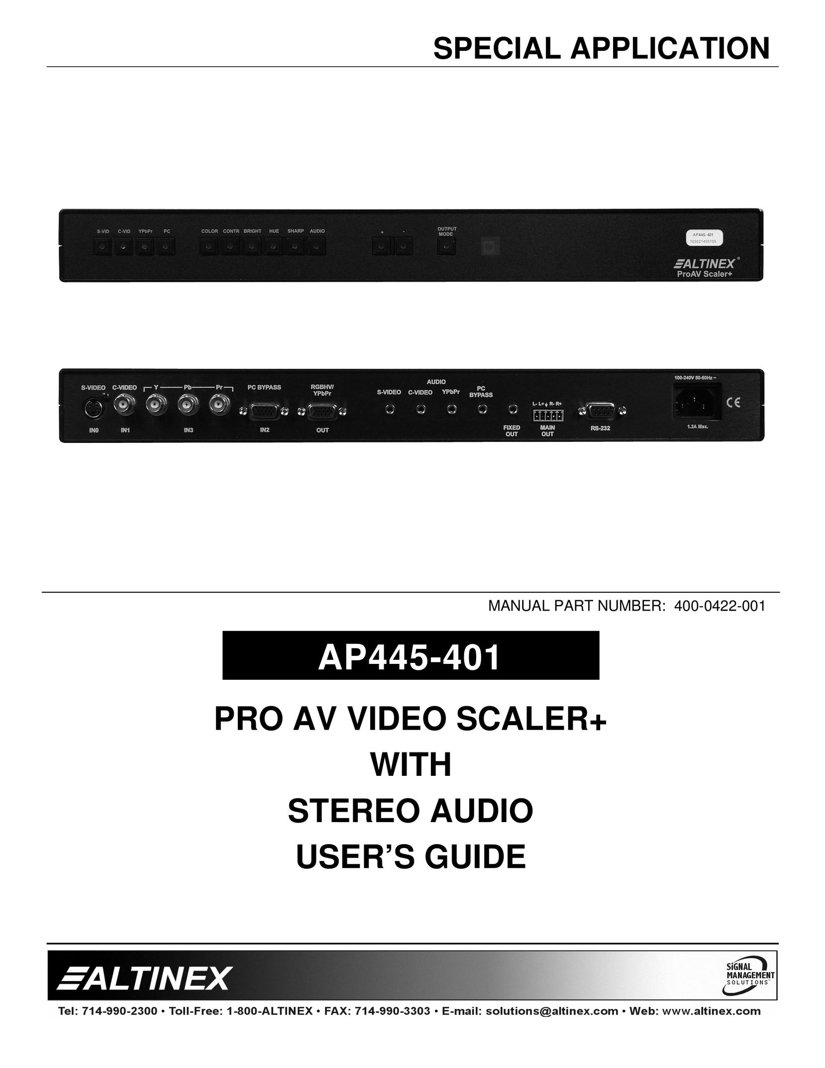 Altinex AP445-401 Car Speaker User Manual (Page 1)