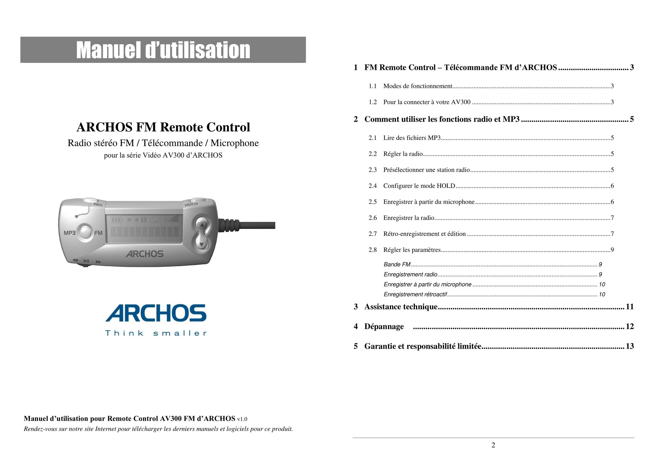 Archos AV300 Carrying Case User Manual (Page 1)