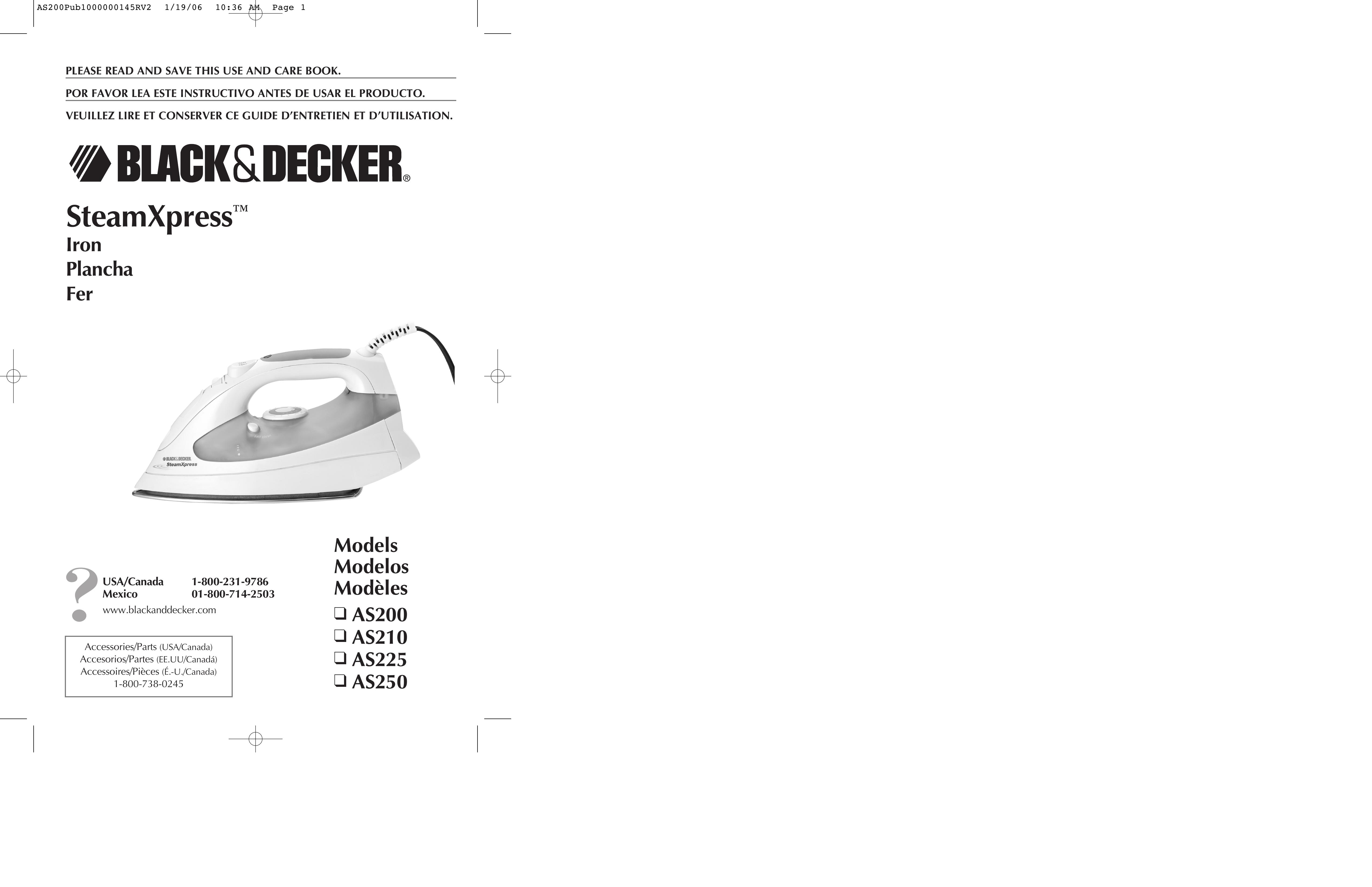 Black & Decker AS250 Iron User Manual (Page 1)