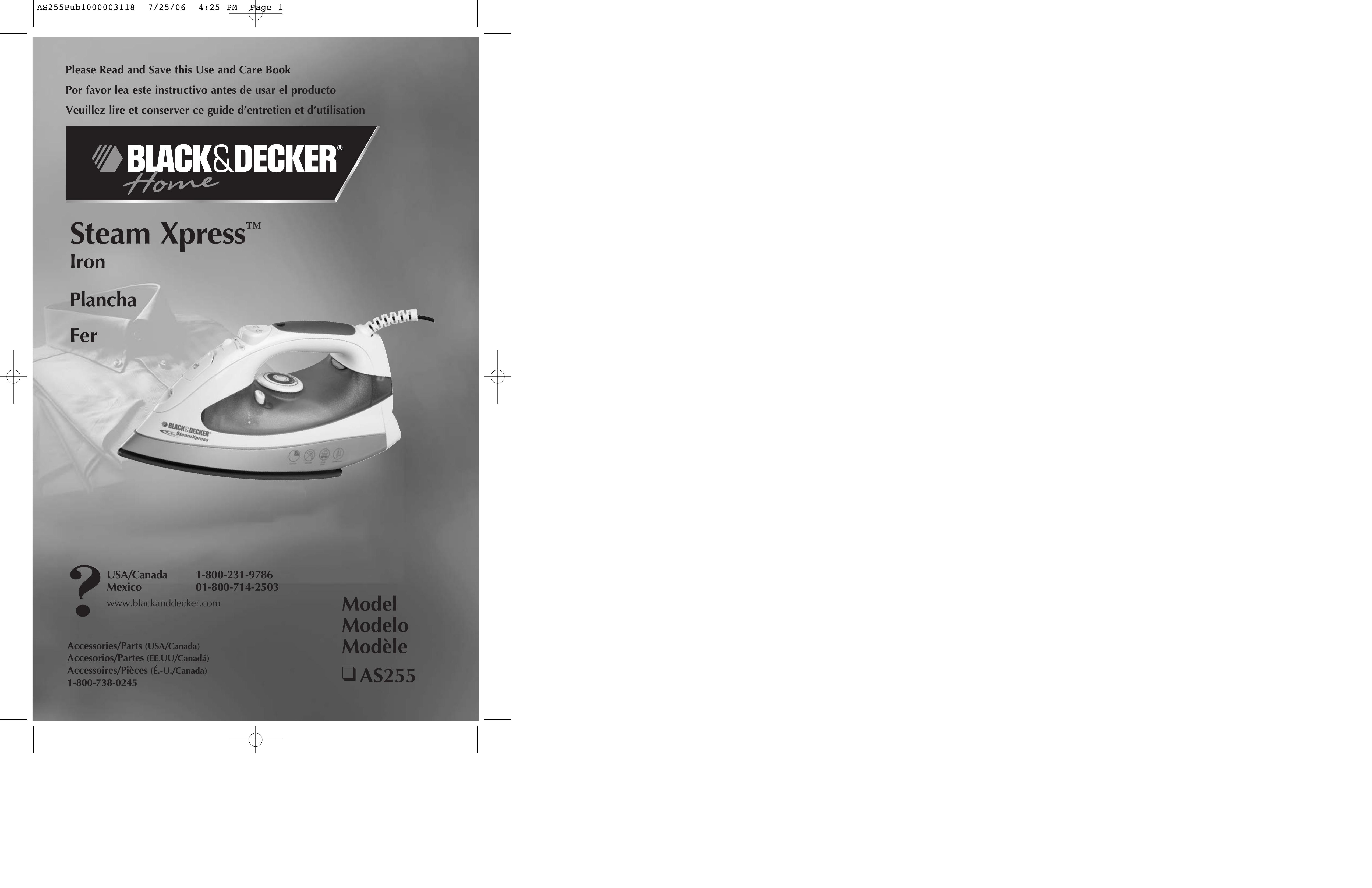 Black & Decker AS255 Iron User Manual (Page 1)
