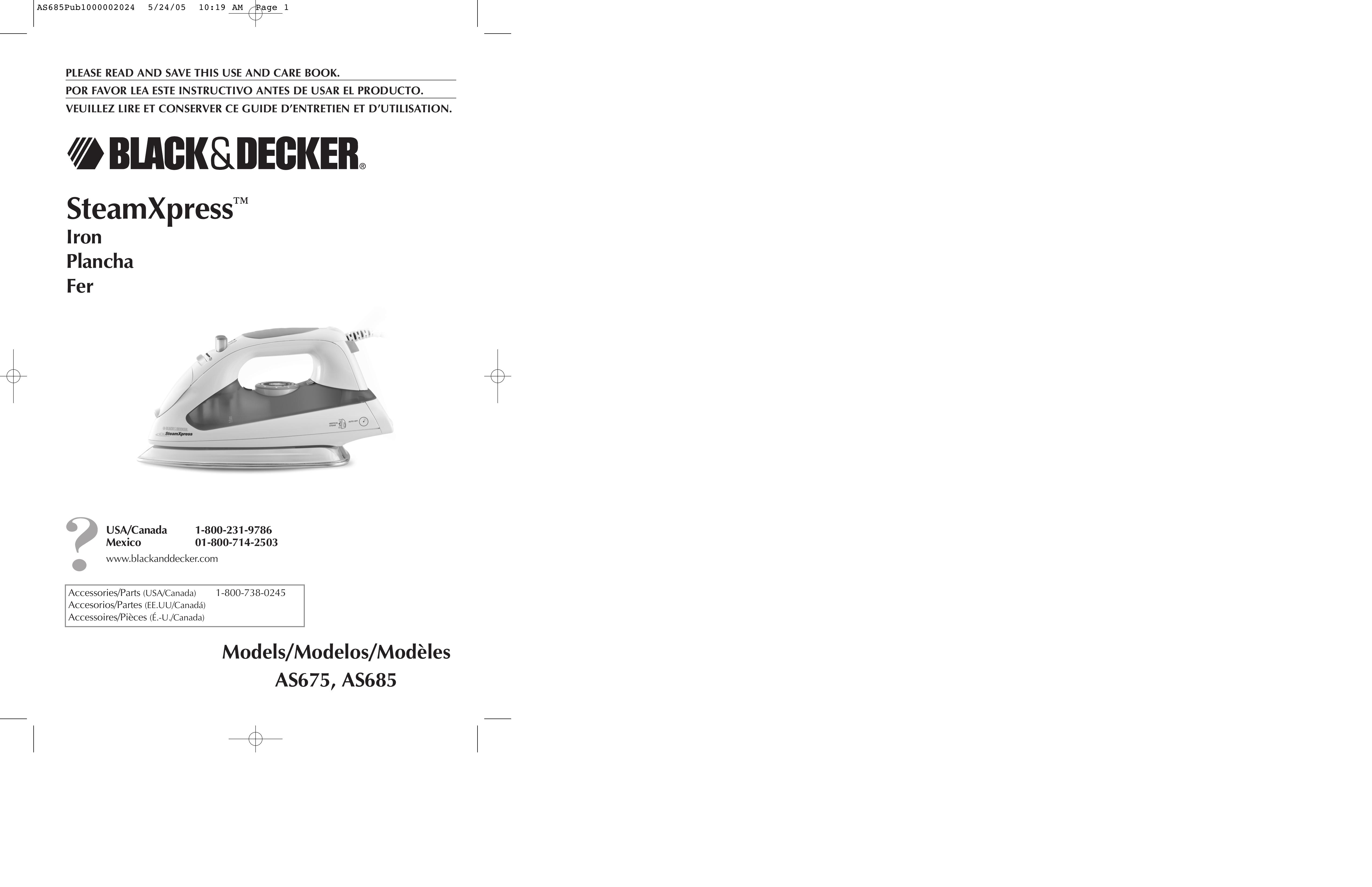 Black & Decker AS675 Iron User Manual (Page 1)