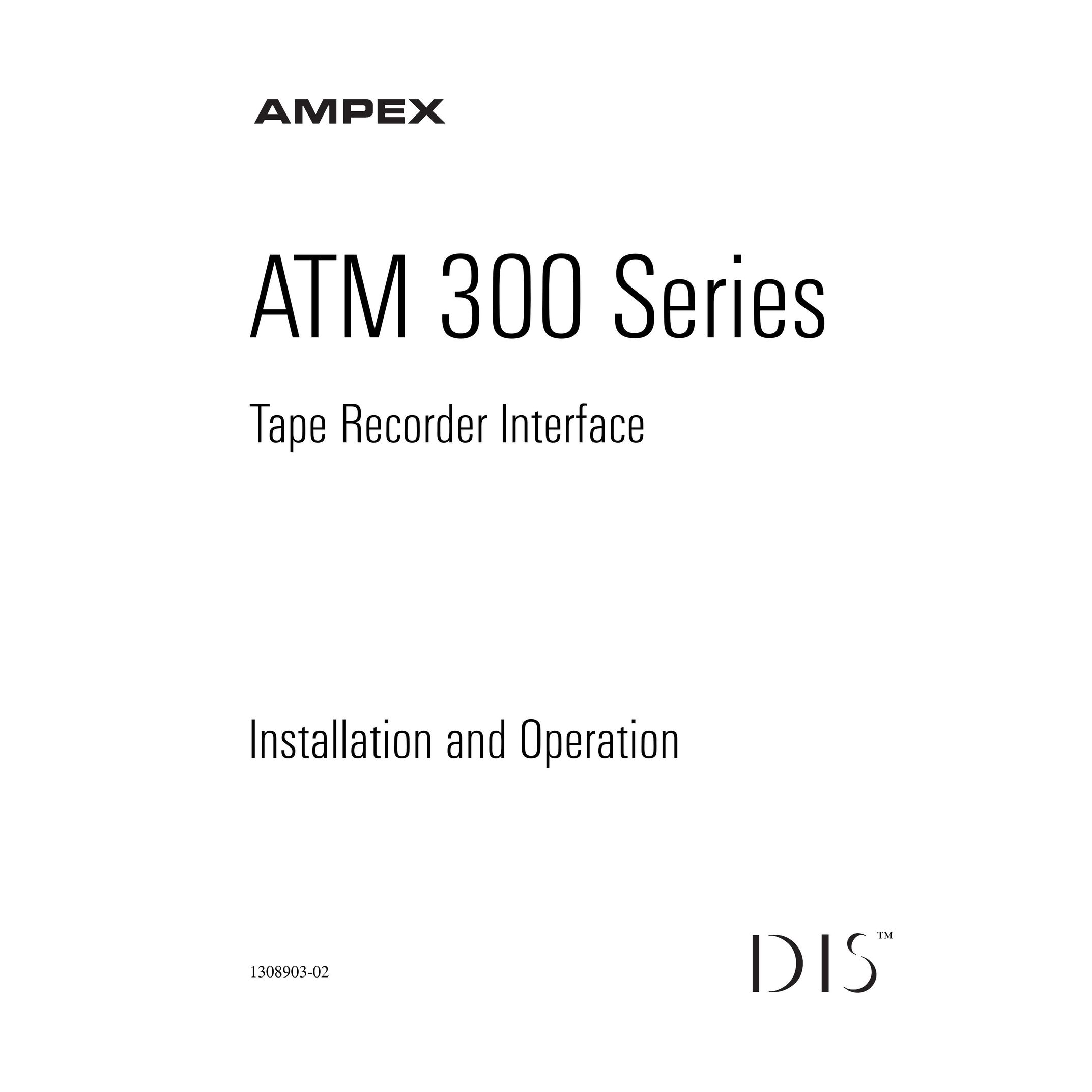 Ampex Data Systems ATM 300 Cassette Player User Manual (Page 1)