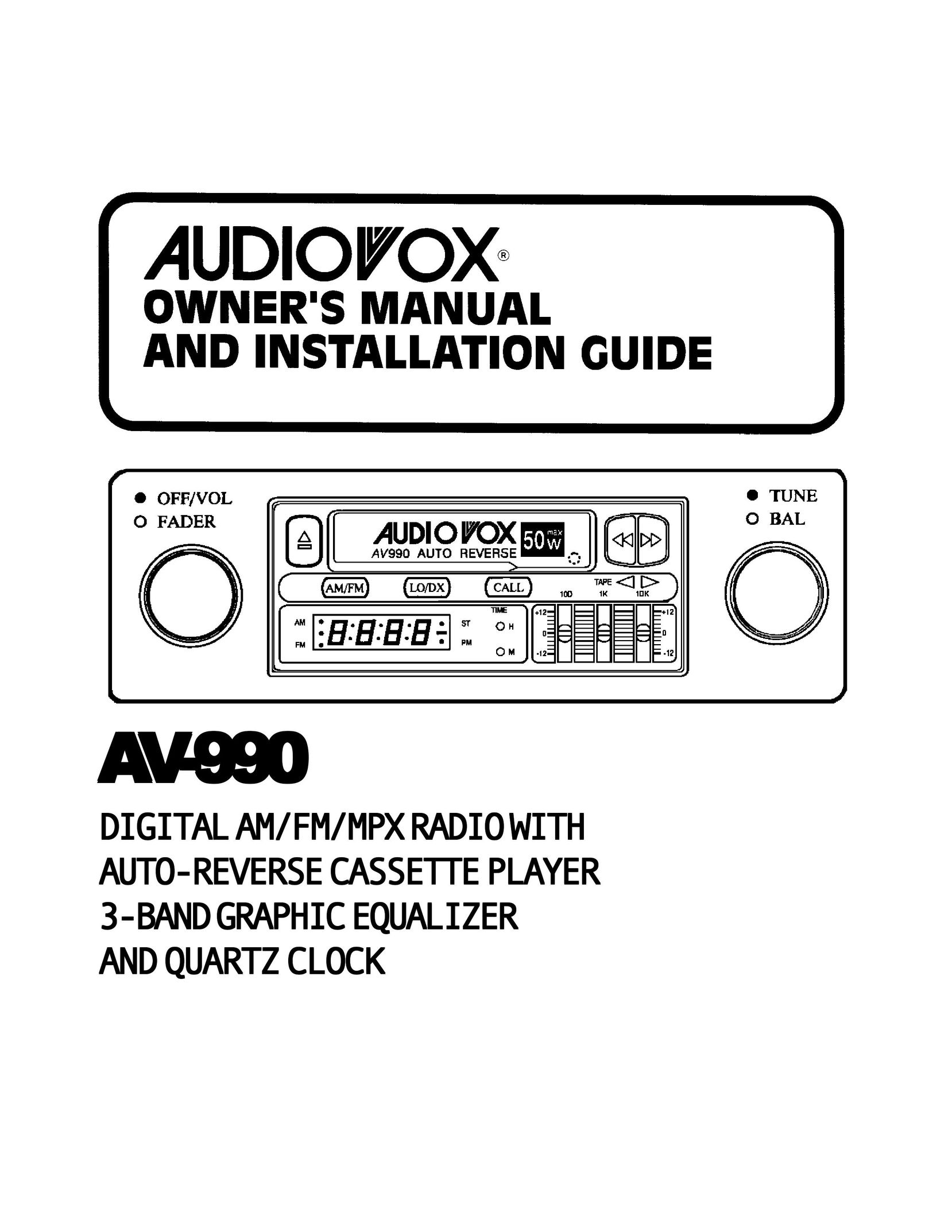 Audiovox 990 Cassette Player User Manual (Page 1)