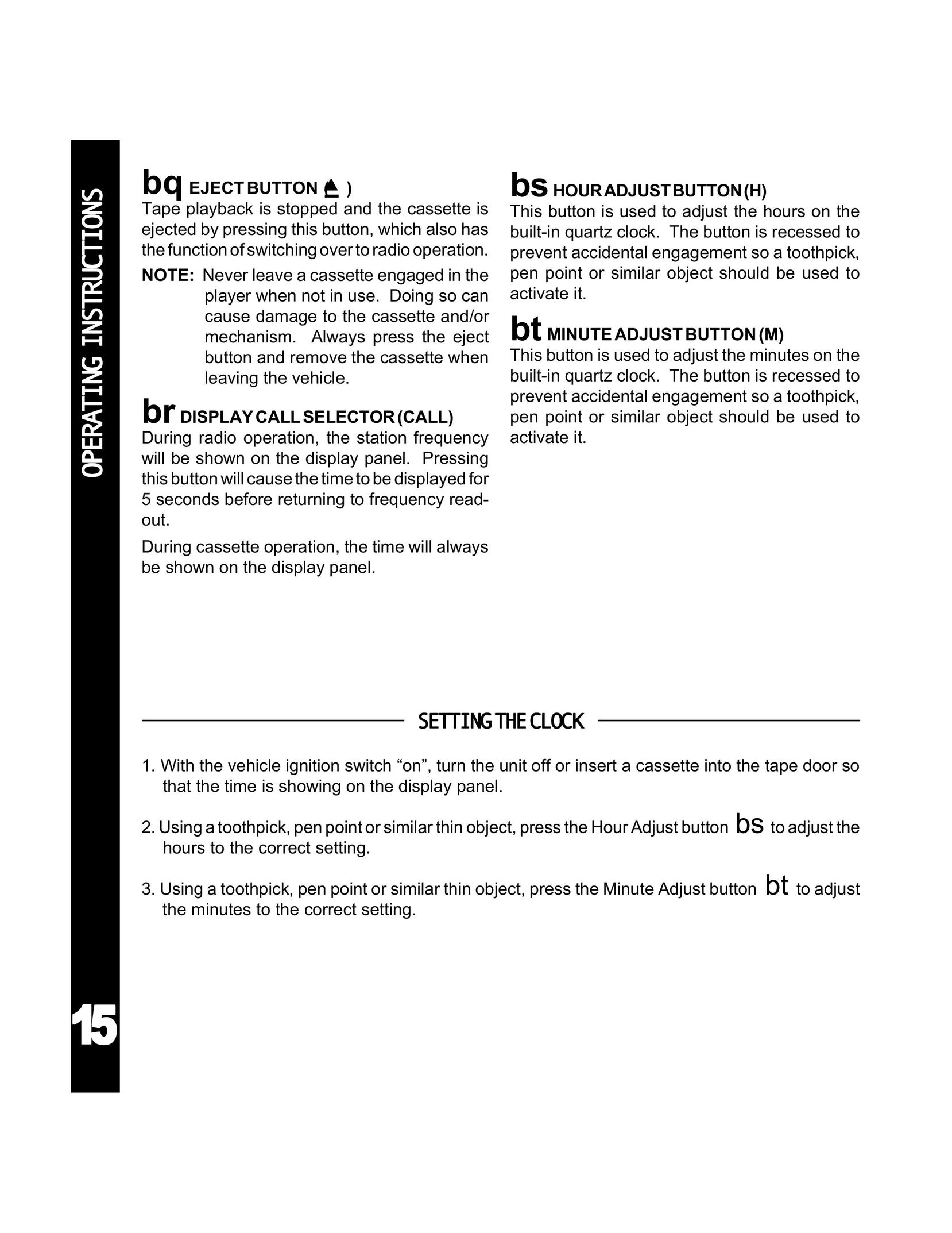 Audiovox 990 Cassette Player User Manual (Page 16)