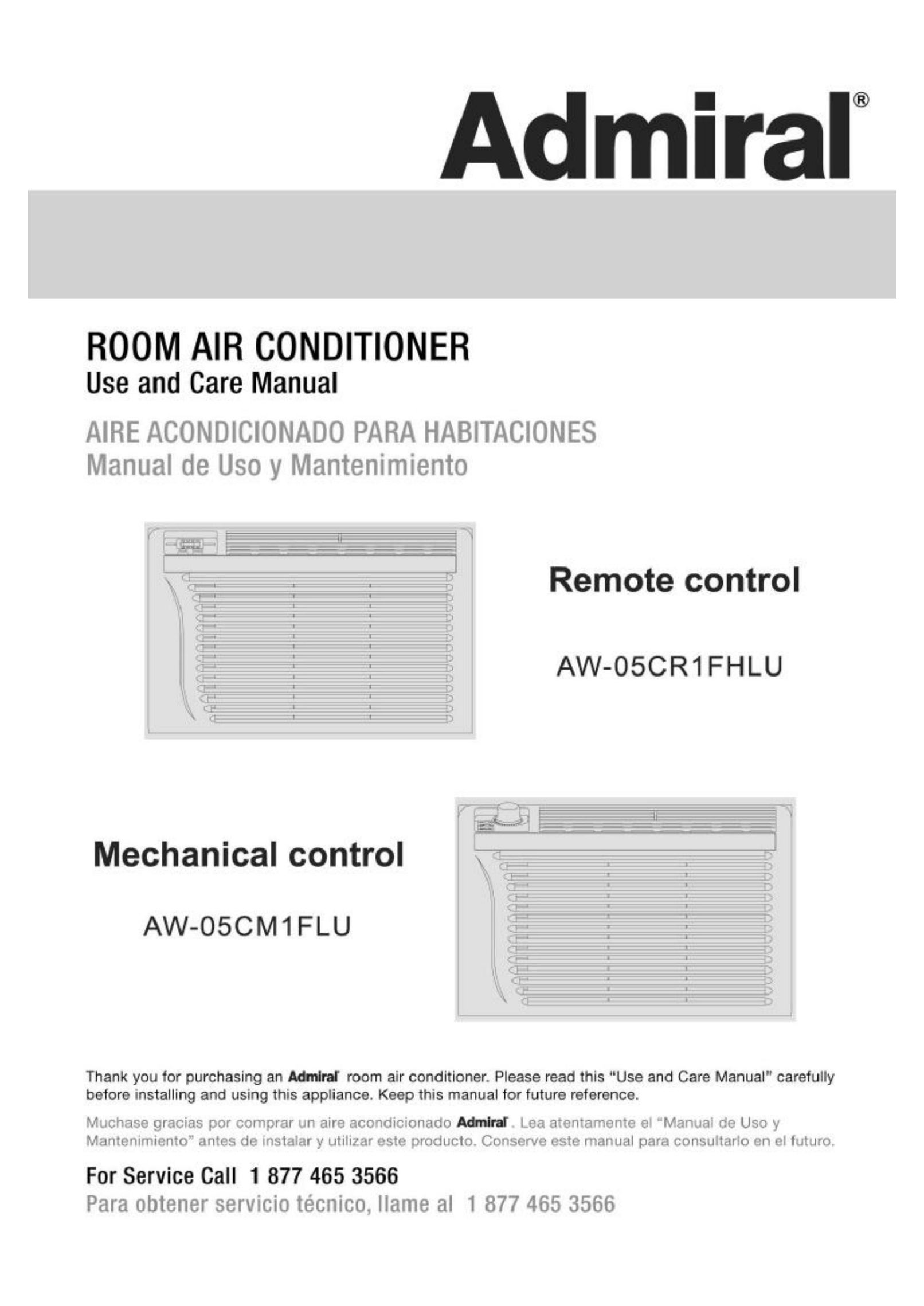 Admiral AW-05CR1FHLU Air Conditioner User Manual (Page 1)