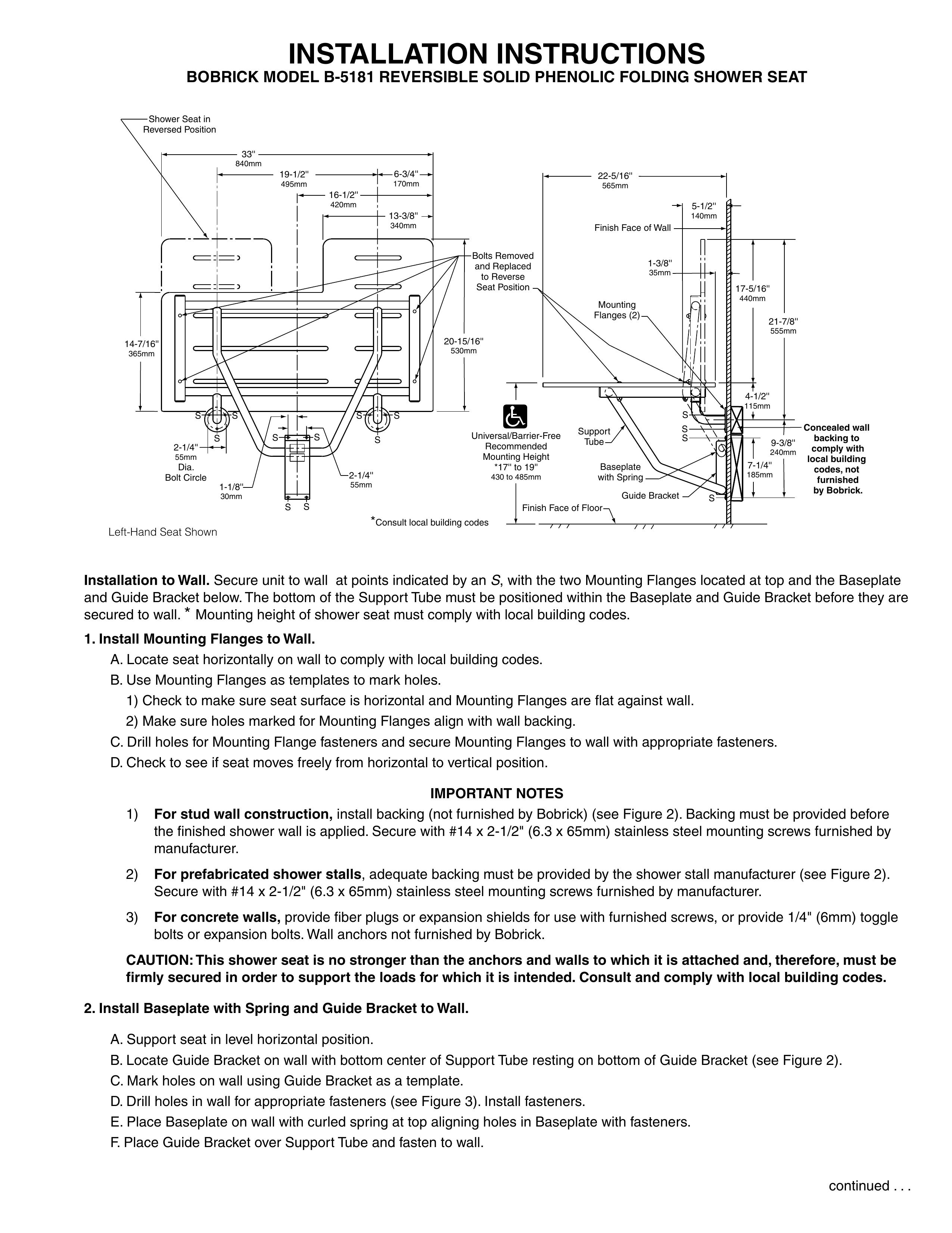 Bobrick B-5181 Bathroom Aids User Manual (Page 1)