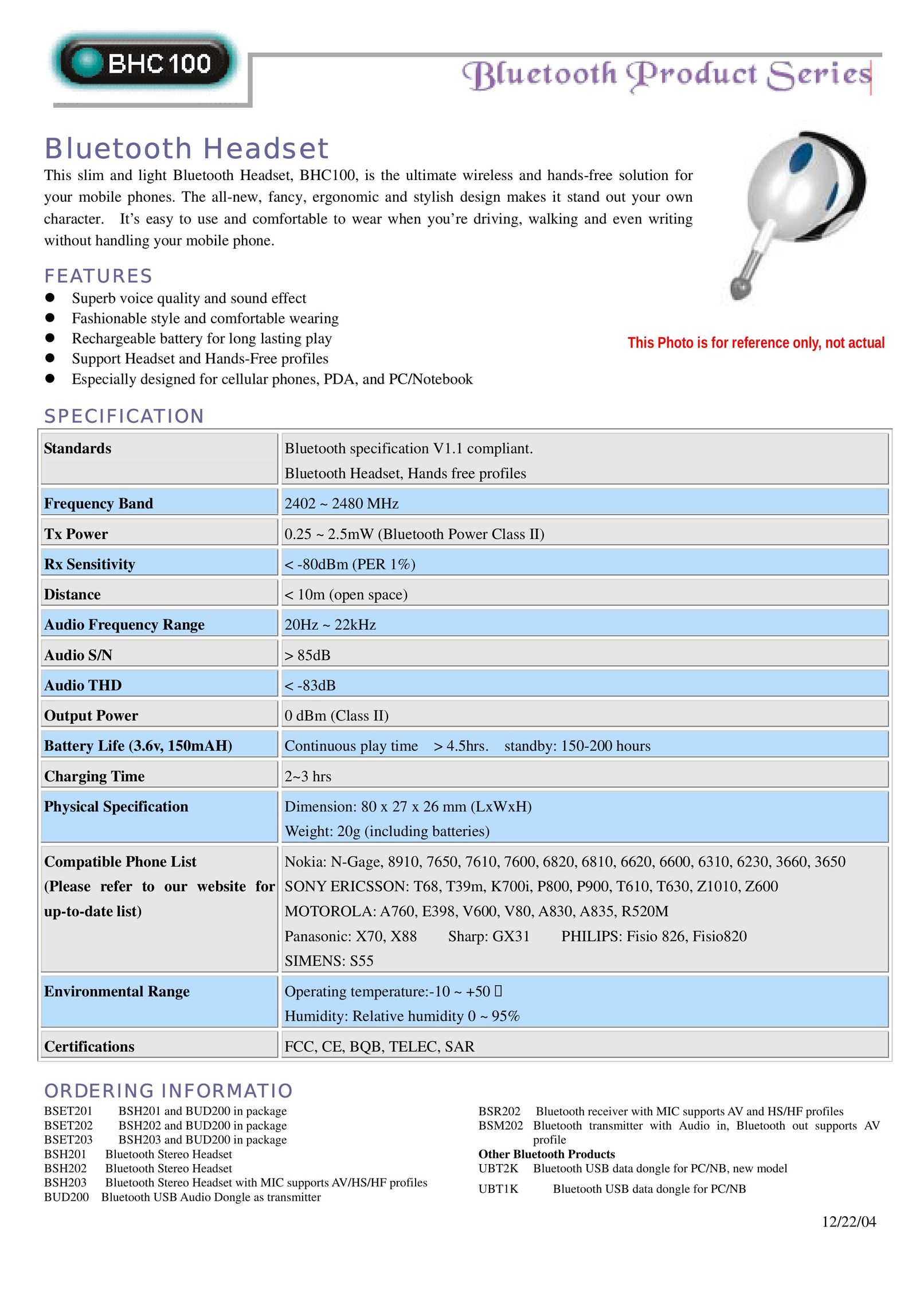 Abocom BCH100 Headphones User Manual (Page 1)