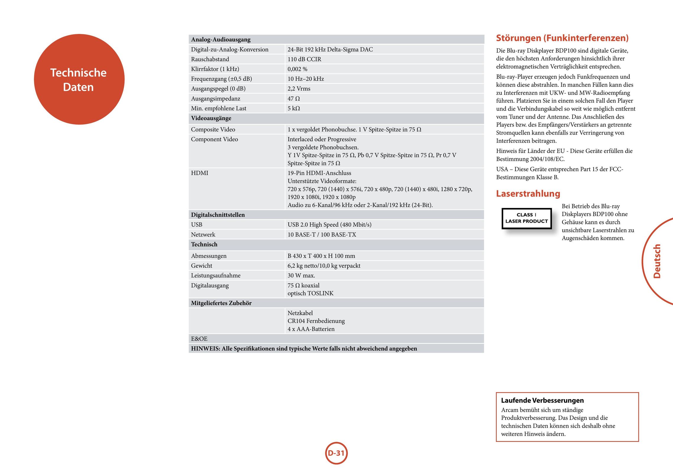 Arcam BDP100 Blu-ray Player User Manual (Page 103)