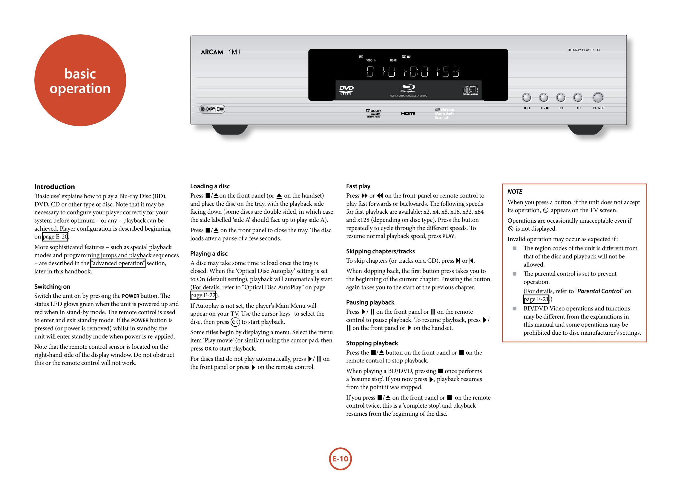 Arcam BDP100 Blu-ray Player User Manual (Page 12)