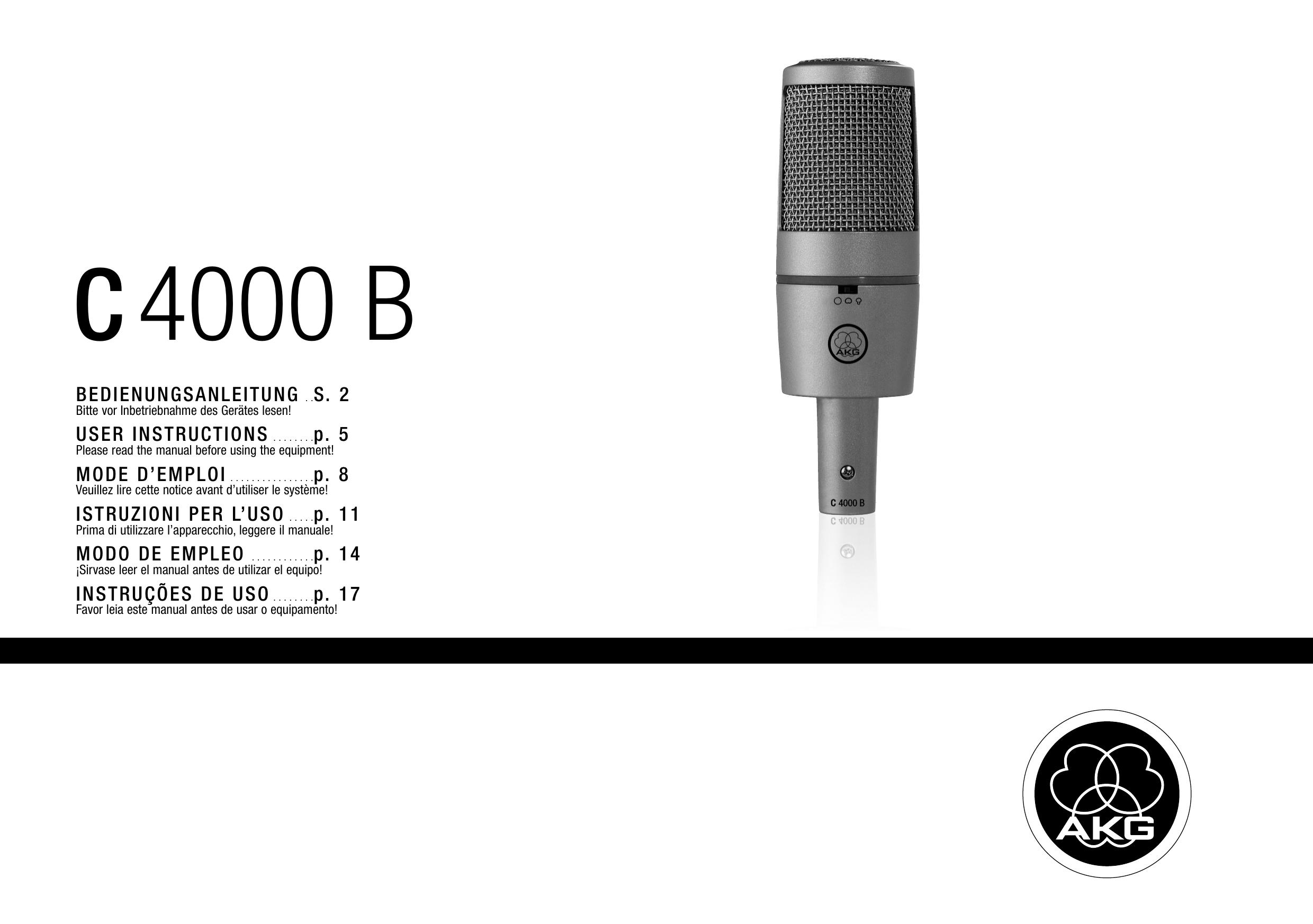 AKG Acoustics C 4000B Microphone User Manual (Page 1)