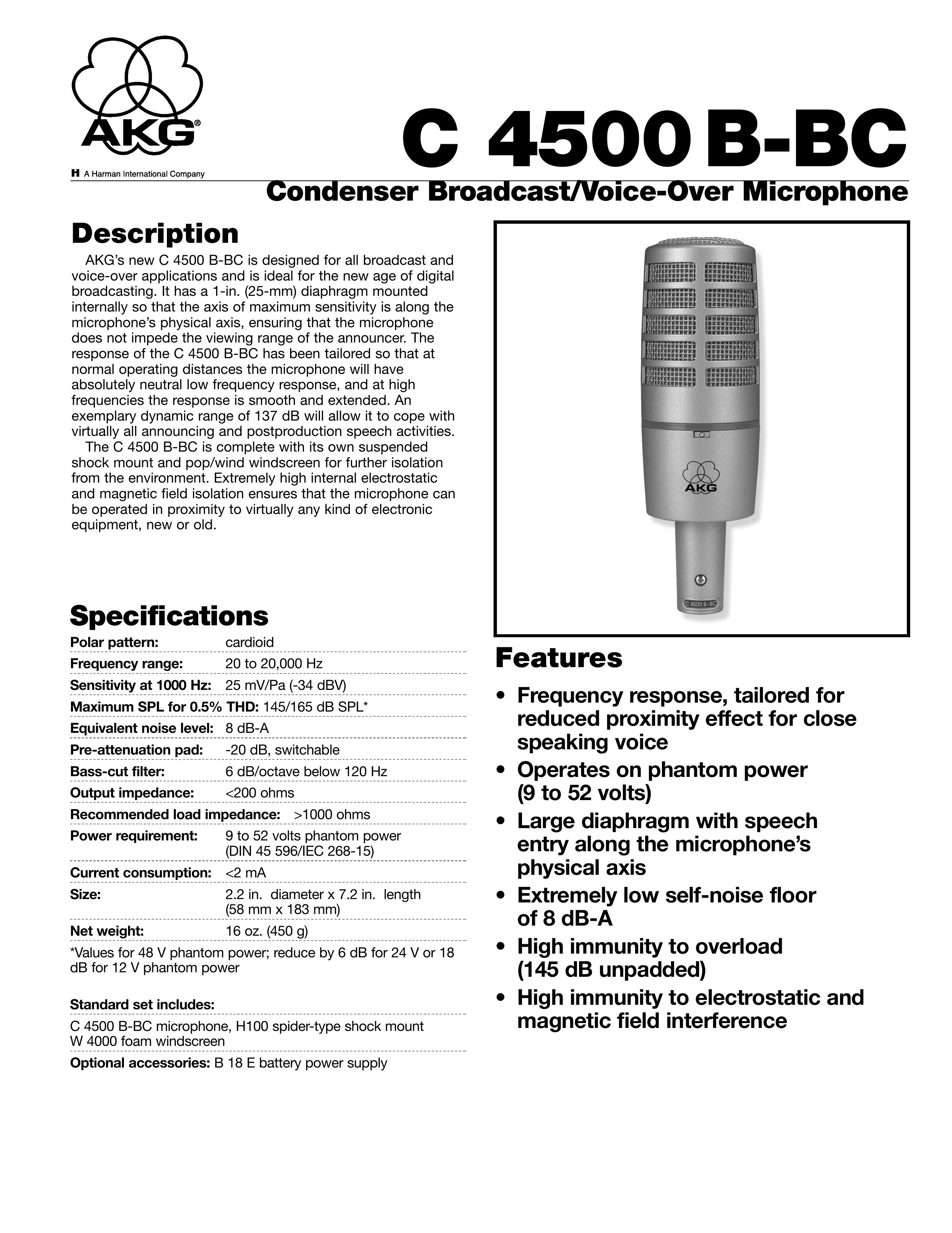 AKG Acoustics C 4500B-BC Microphone User Manual (Page 1)