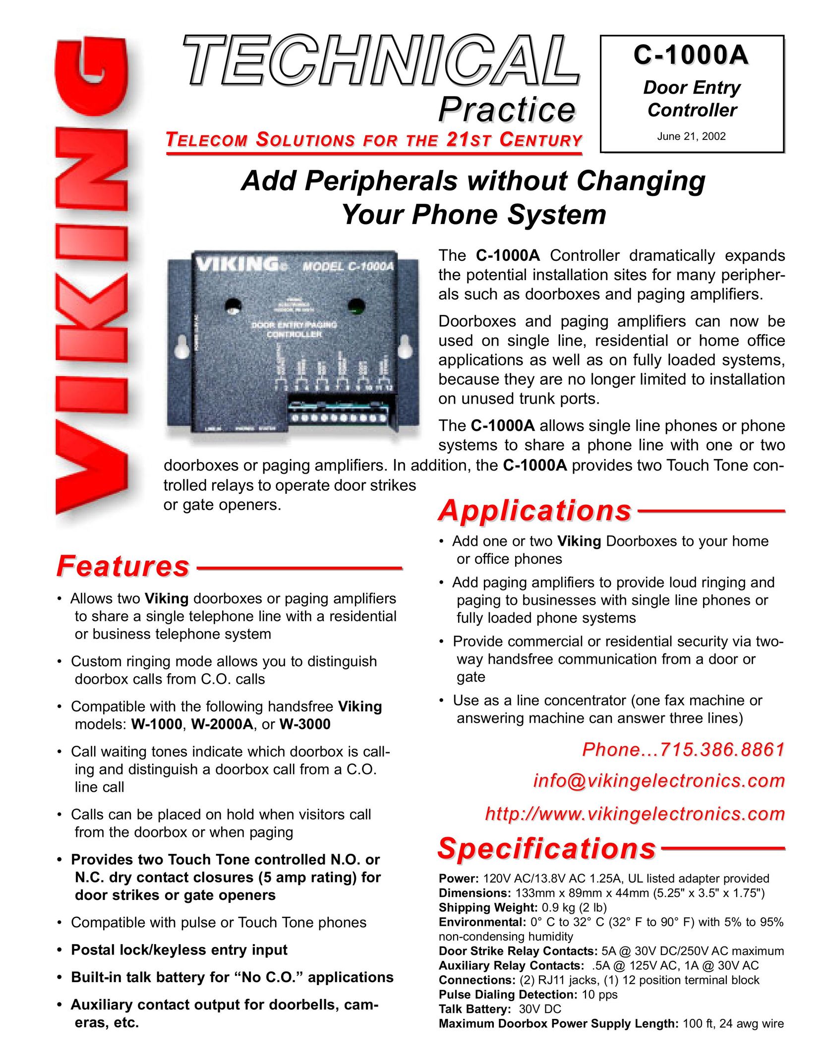 Viking Electronics C-1000A Paint Sprayer User Manual (Page 1)