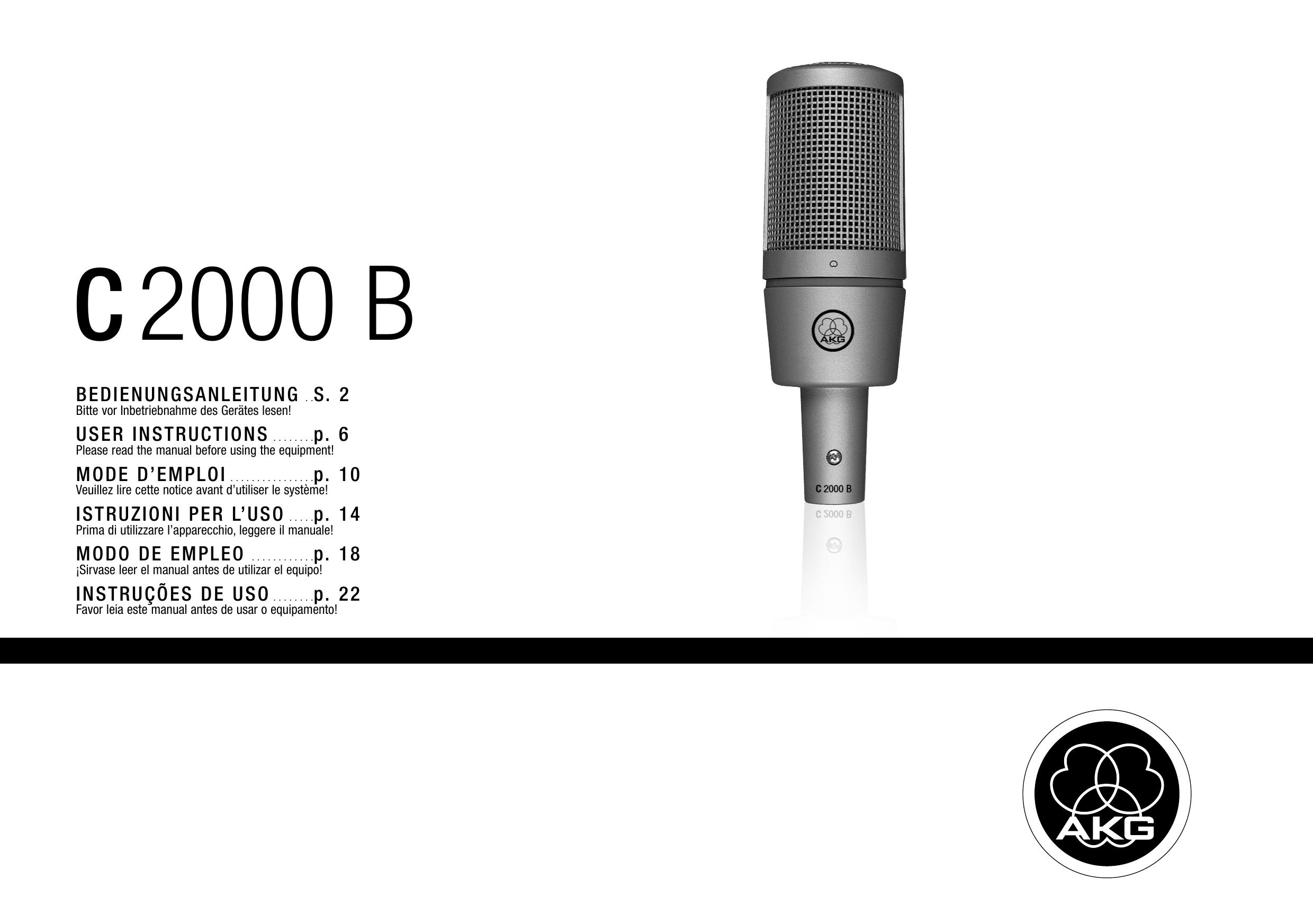 AKG Acoustics C2000B Microphone User Manual (Page 1)