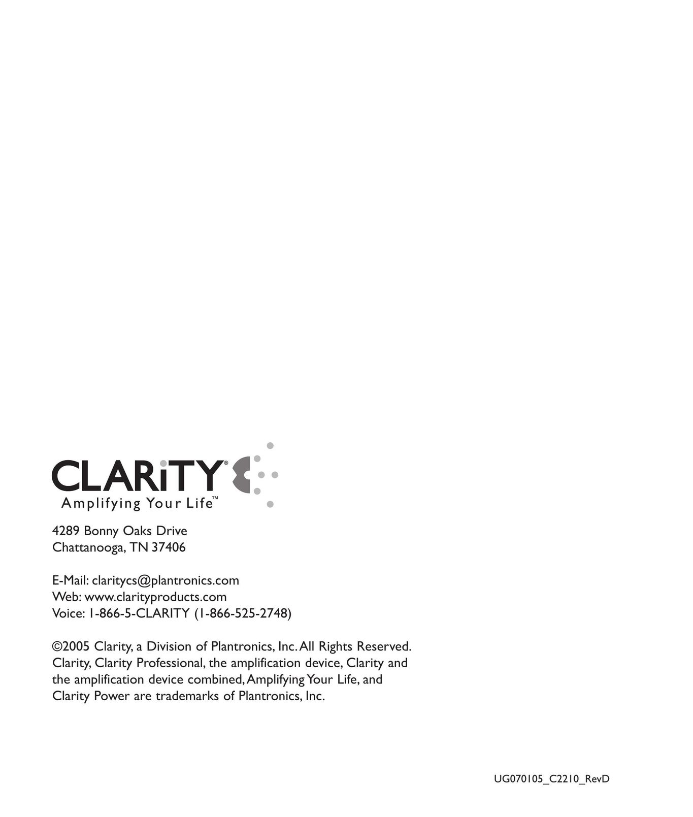 Clarity C2210 Amplified Phone User Manual (Page 1)
