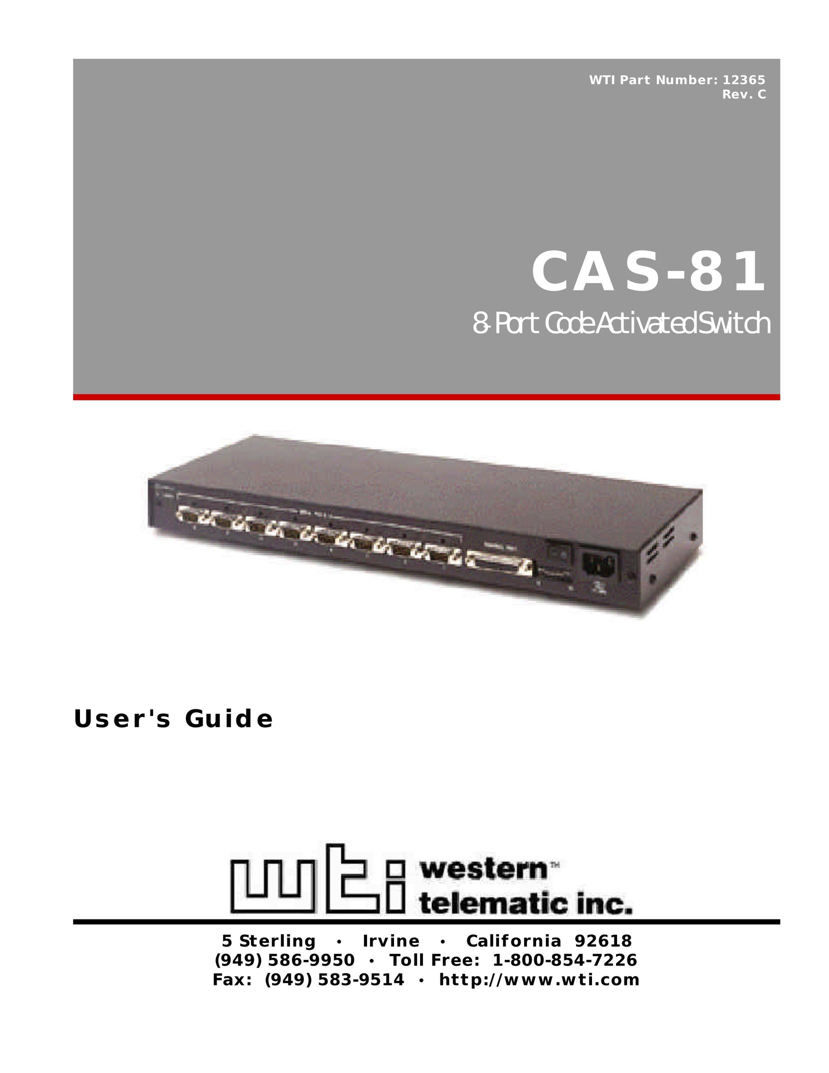 Western Telematic CAS-81 Switch User Manual (Page 1)