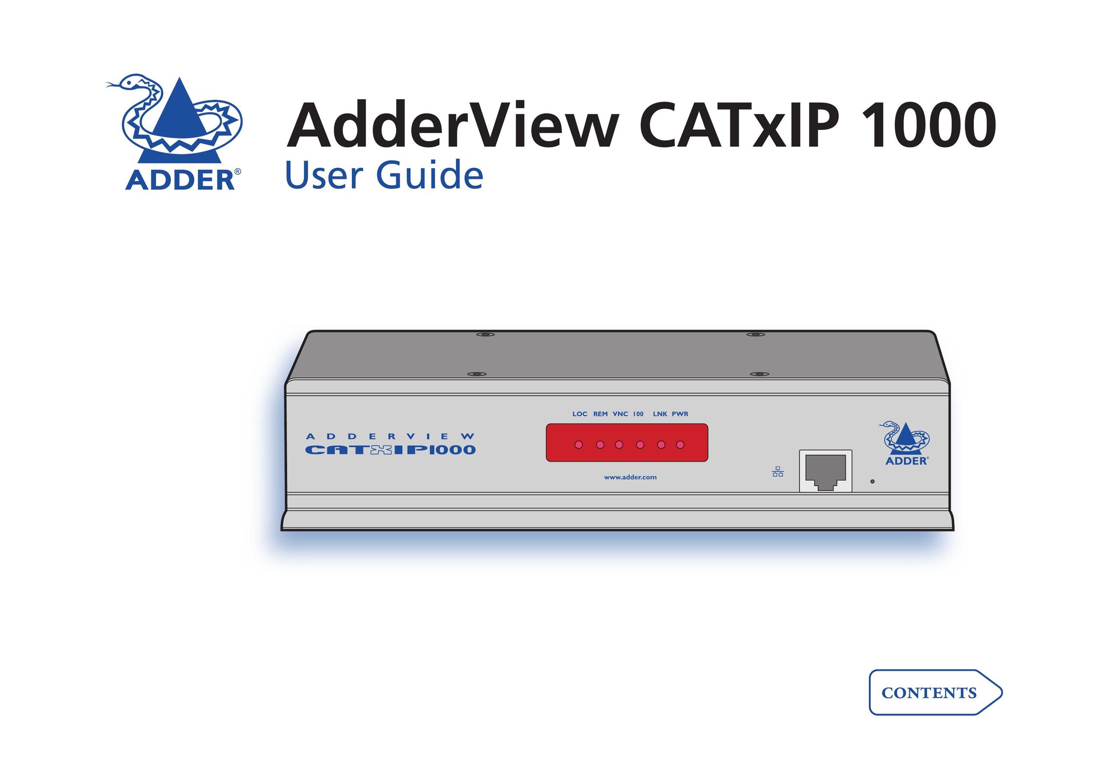 Adder Technology CATxIP 1000 Network Router User Manual (Page 1)