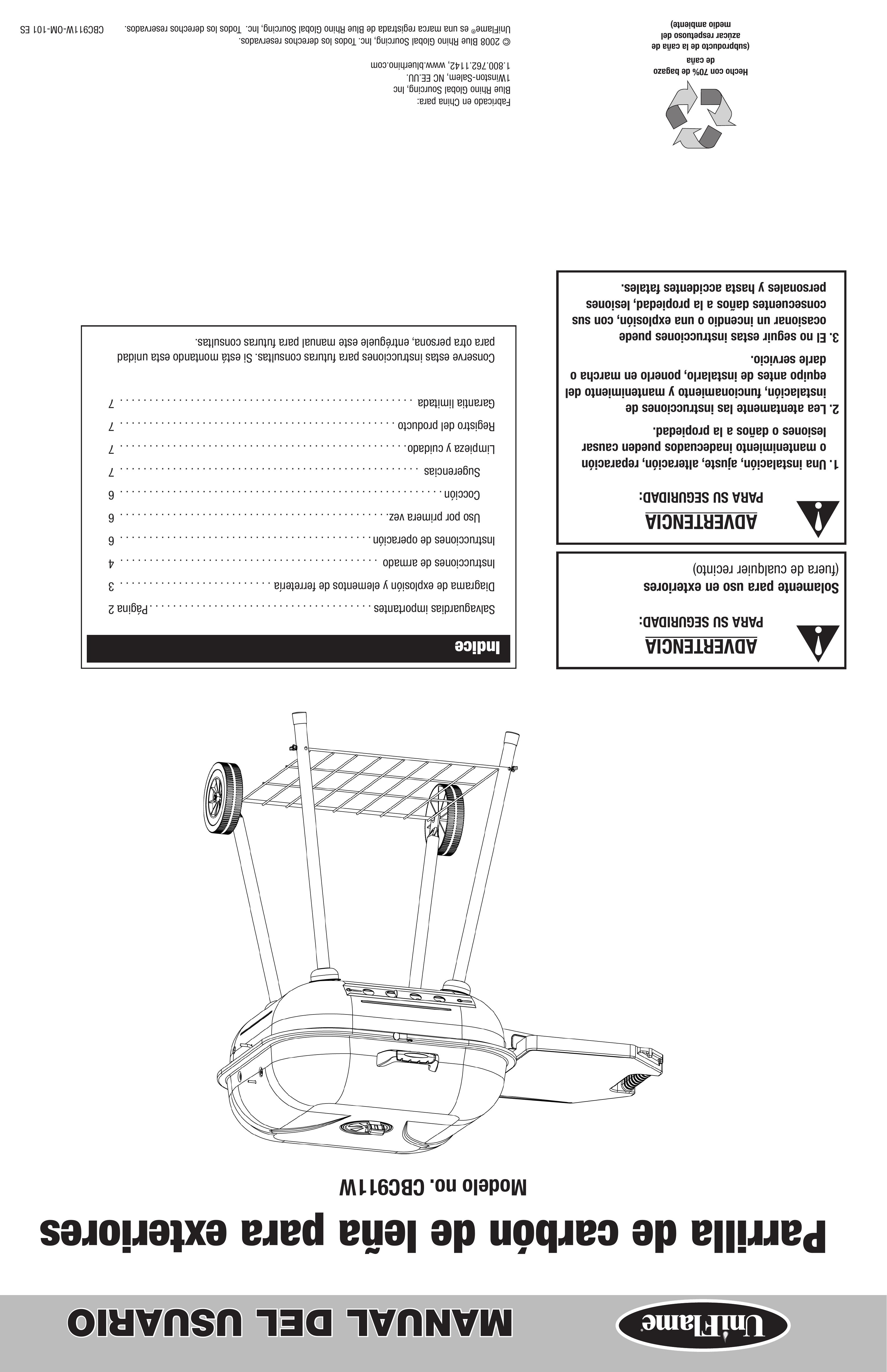 Blue Rhino CBC911W Charcoal Grill User Manual (Page 16)