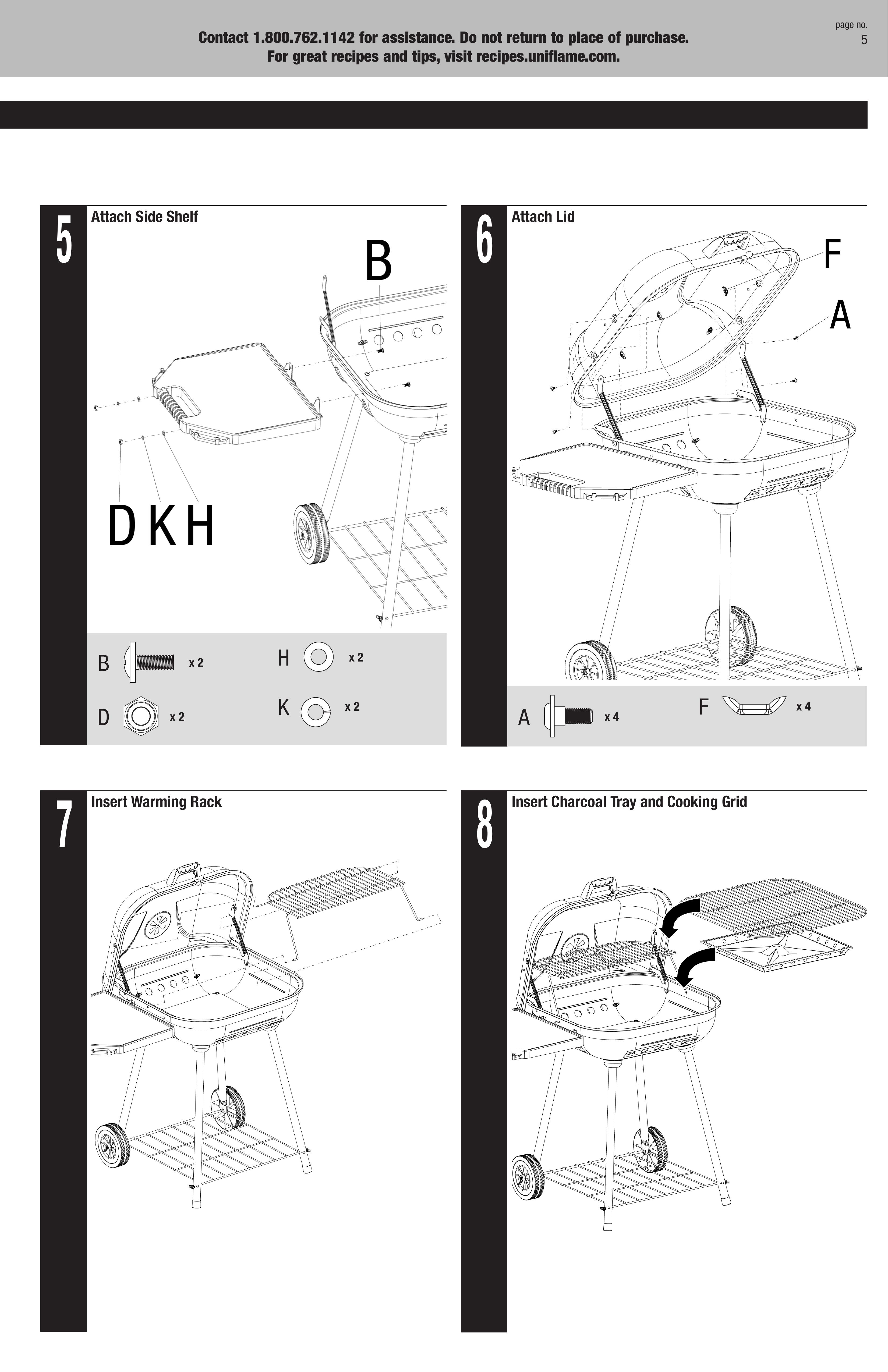 Blue Rhino CBC911W Charcoal Grill User Manual (Page 5)