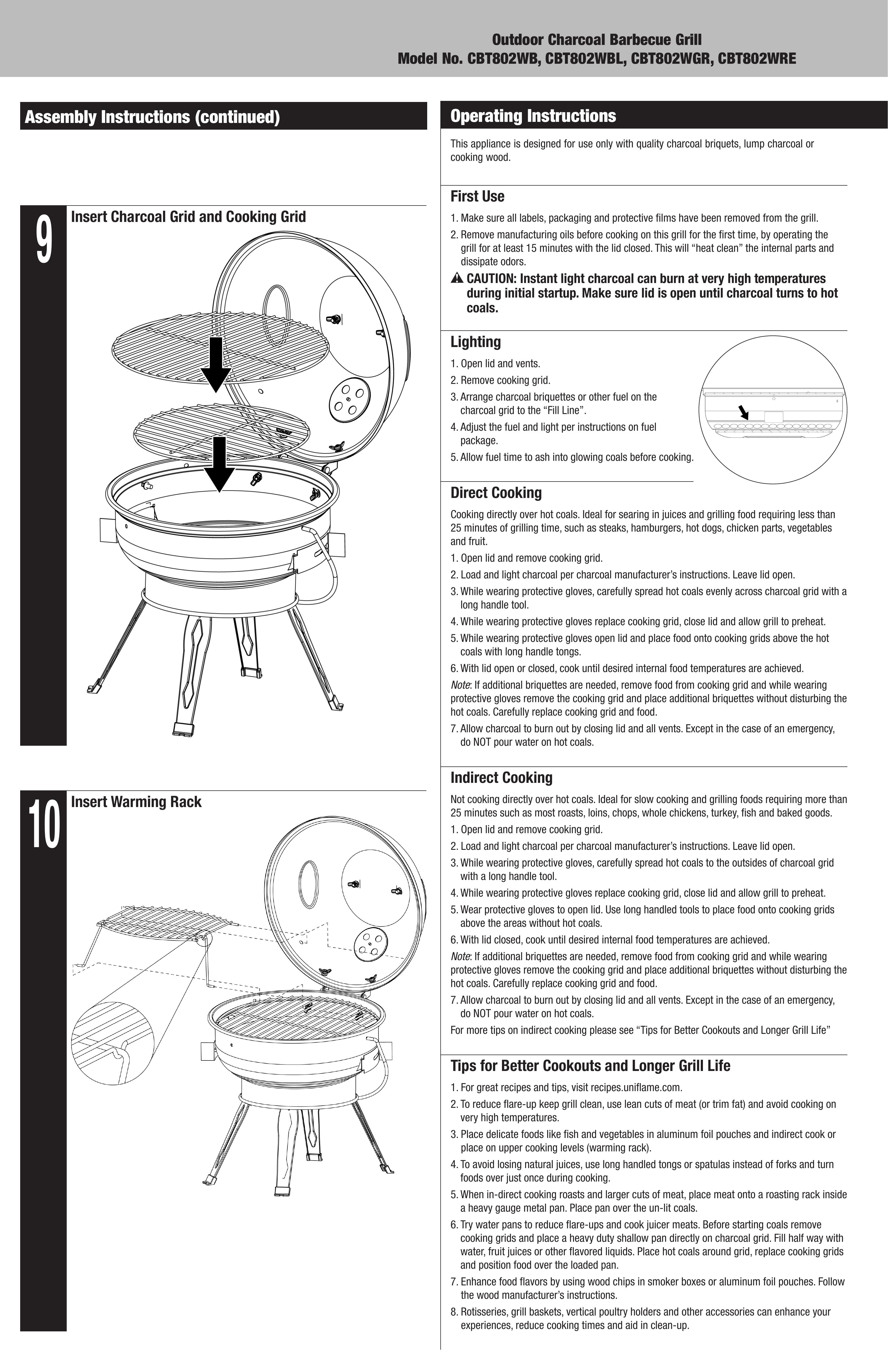 Blue Rhino CBT802WB Charcoal Grill User Manual (Page 6)