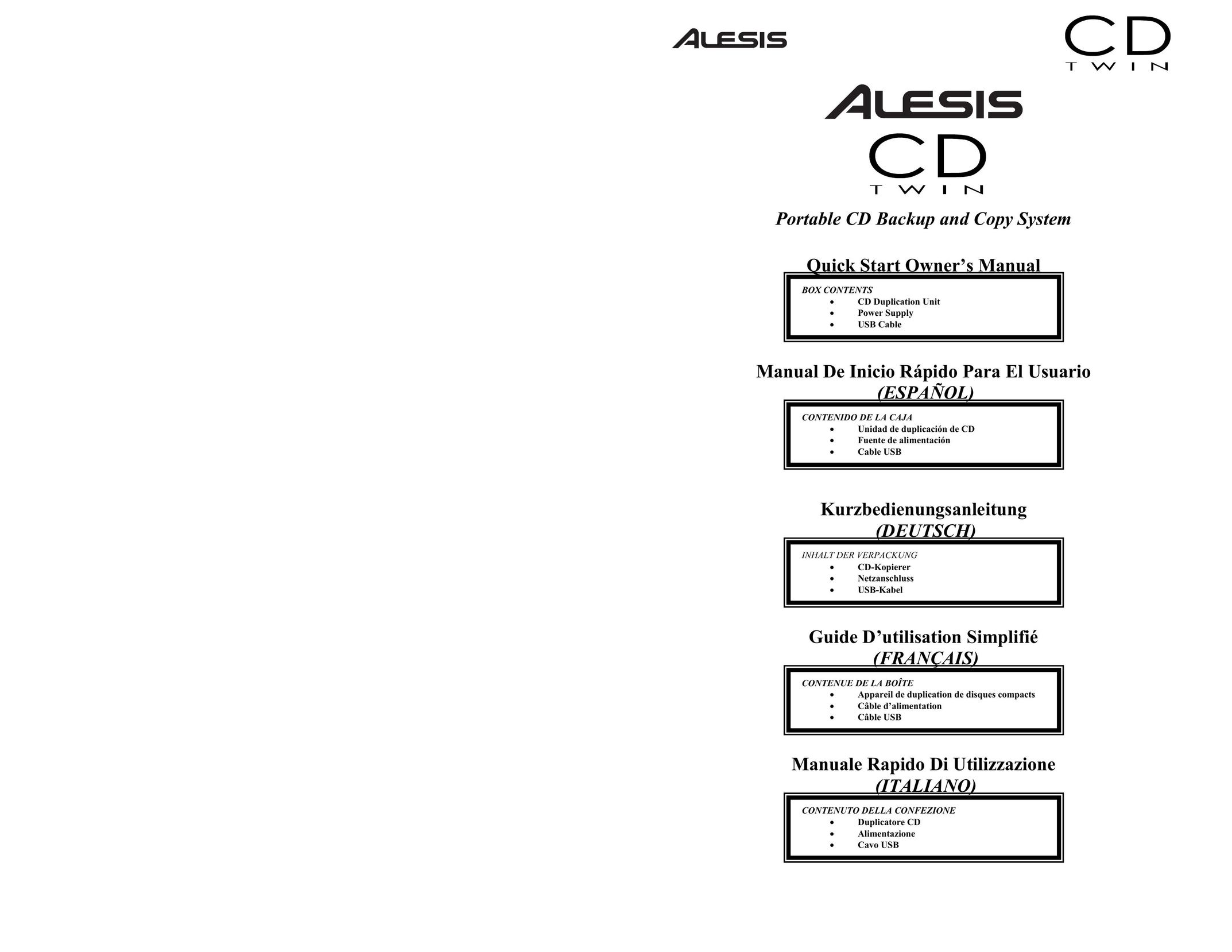 Alesis CD Twin Portable CD Backup and Copy System CD Player User Manual (Page 1)