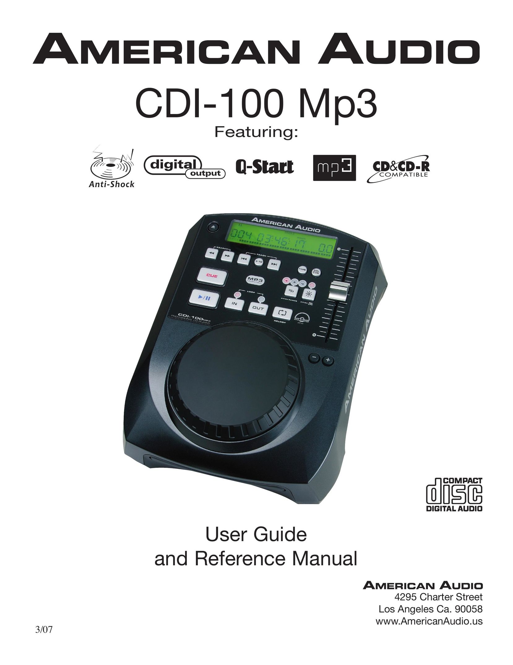 American Audio CDI-100 CD Player User Manual (Page 1)