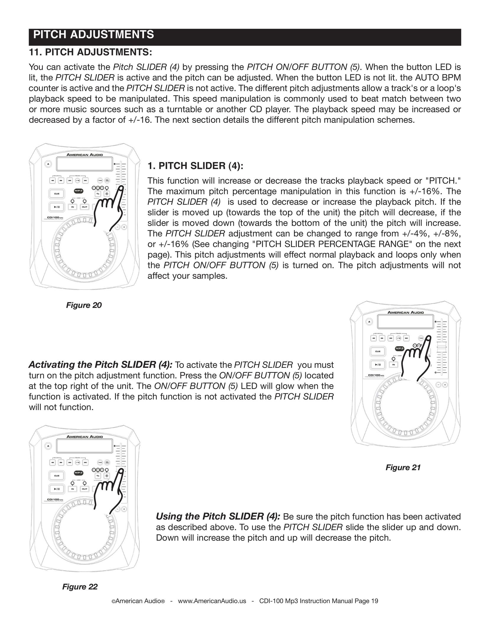 American Audio CDI-100 CD Player User Manual (Page 19)