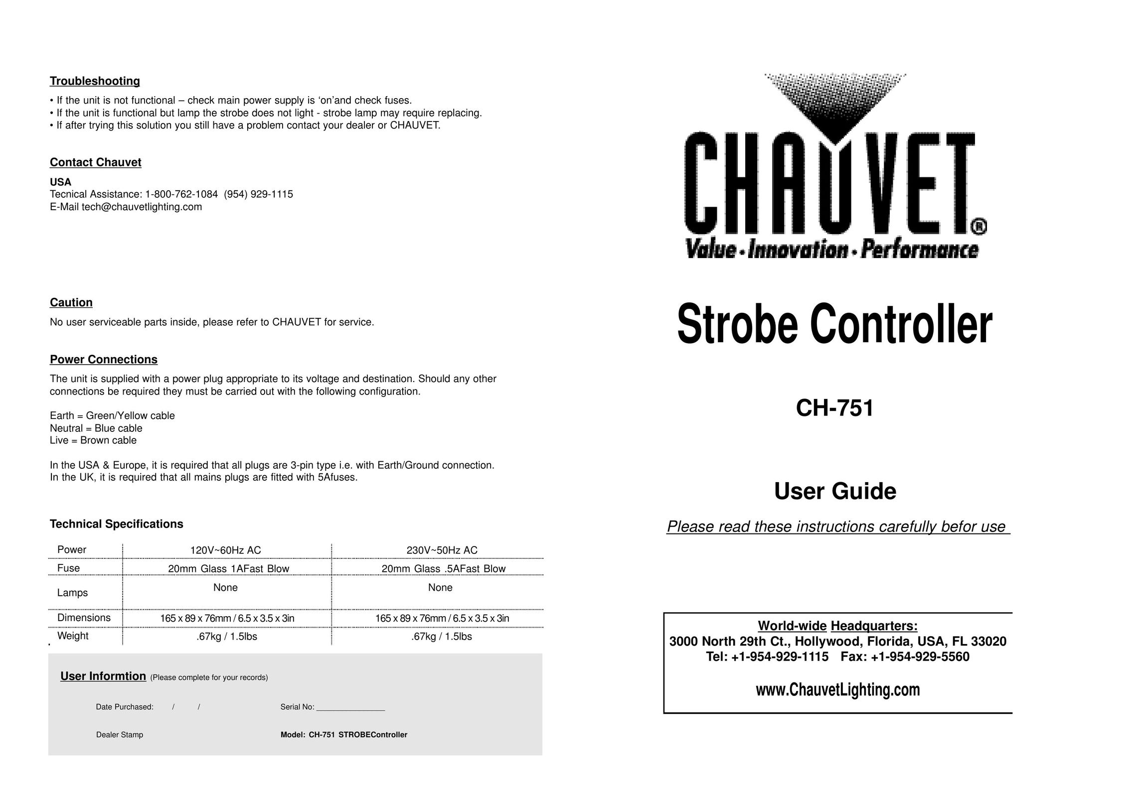 Chauvet CH-751 Stroller User Manual (Page 1)