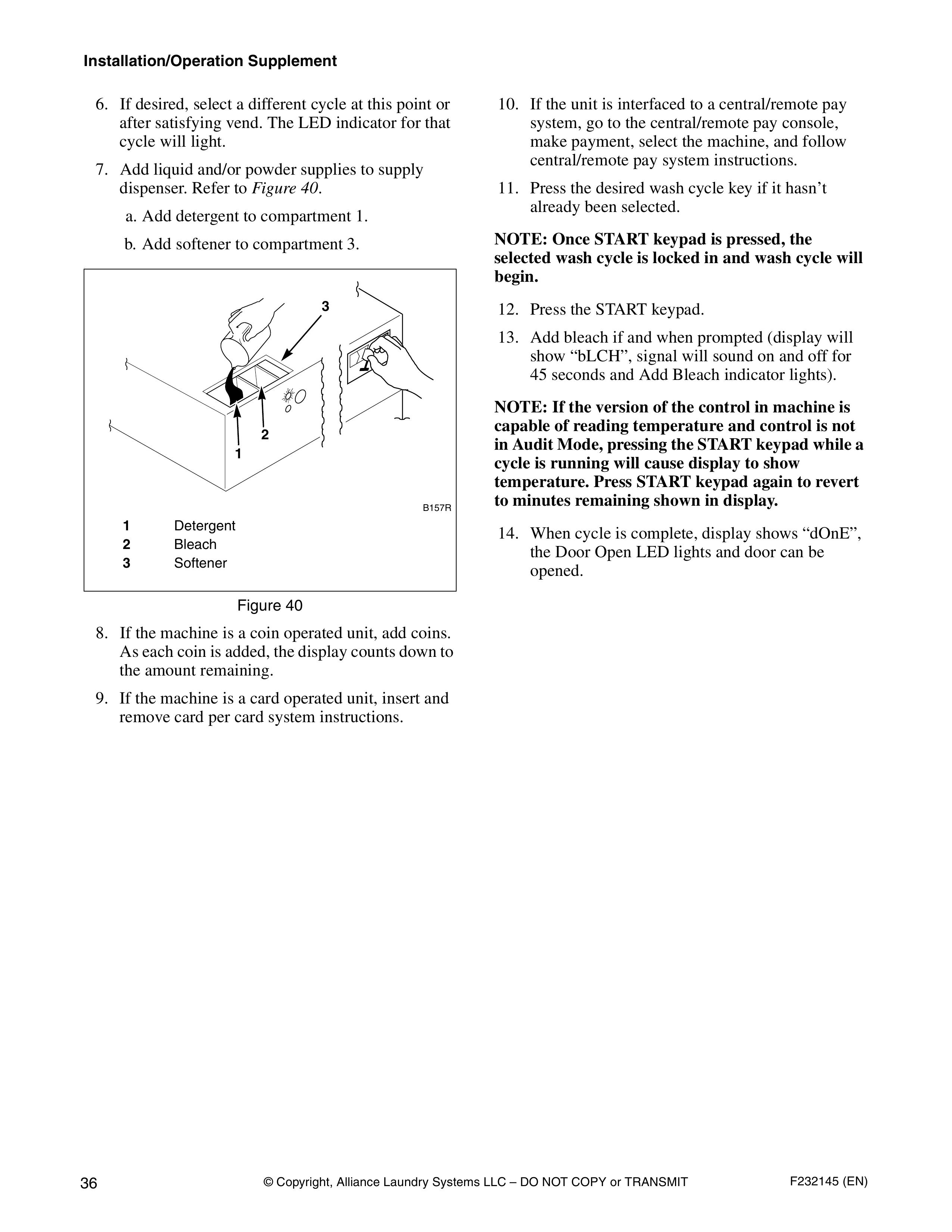 Alliance Laundry Systems CHM166C Washer/Dryer User Manual (Page 38)