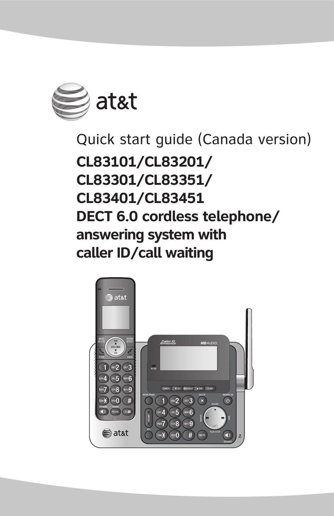 A & T International CL83301 Cordless Telephone User Manual (Page 1)