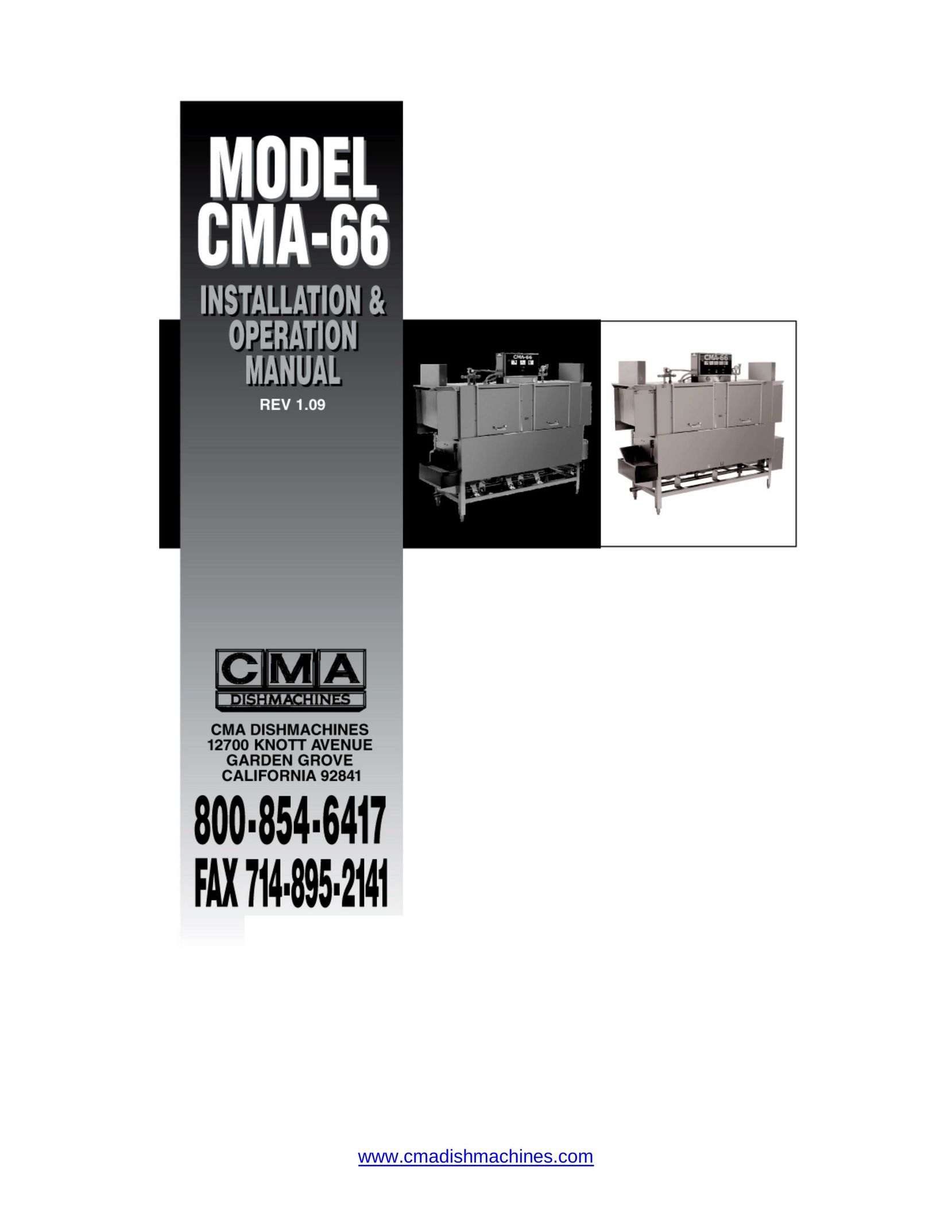 CMA Dishmachines CMA-66 Dishwasher User Manual (Page 1)