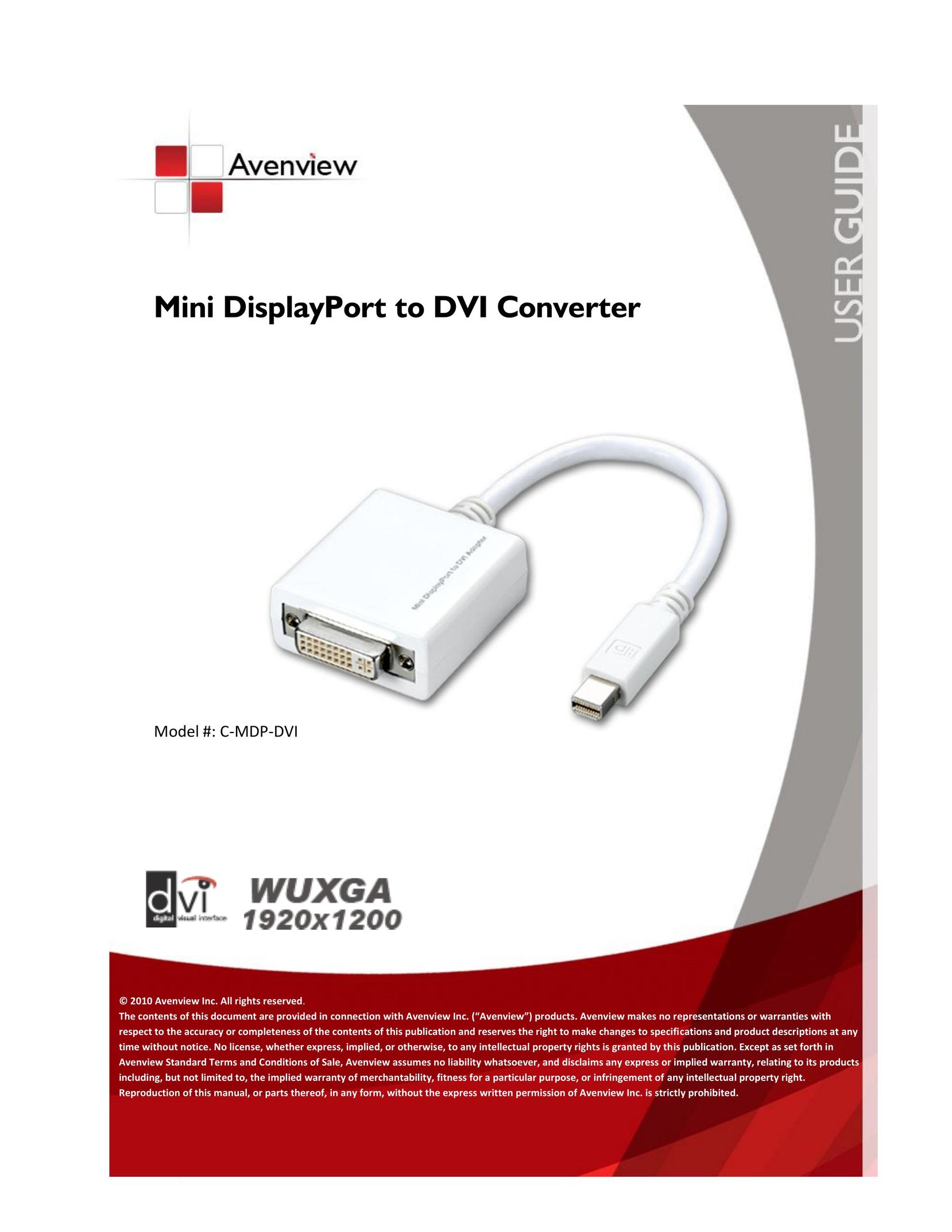 Avenview C-MDP-DVI Cable Box User Manual (Page 1)