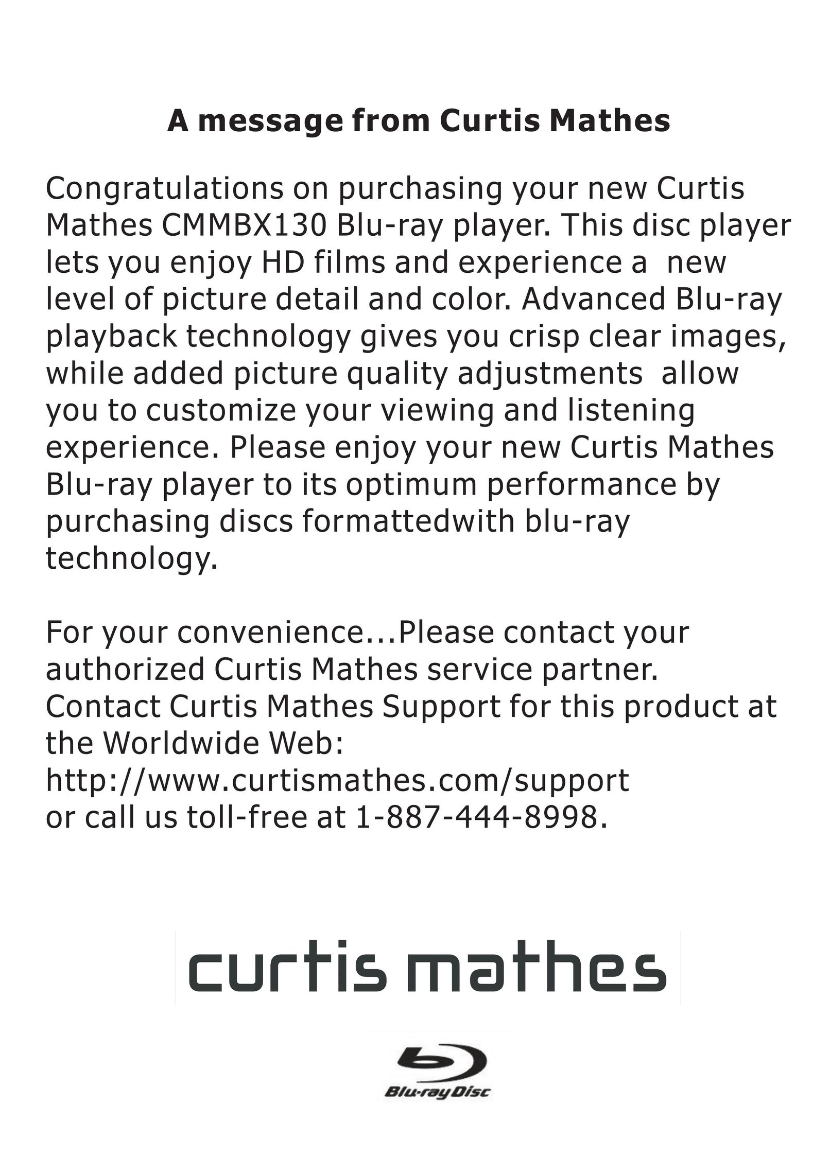 Curtis Mathes CMMBX130 Blu-ray Player User Manual (Page 2)
