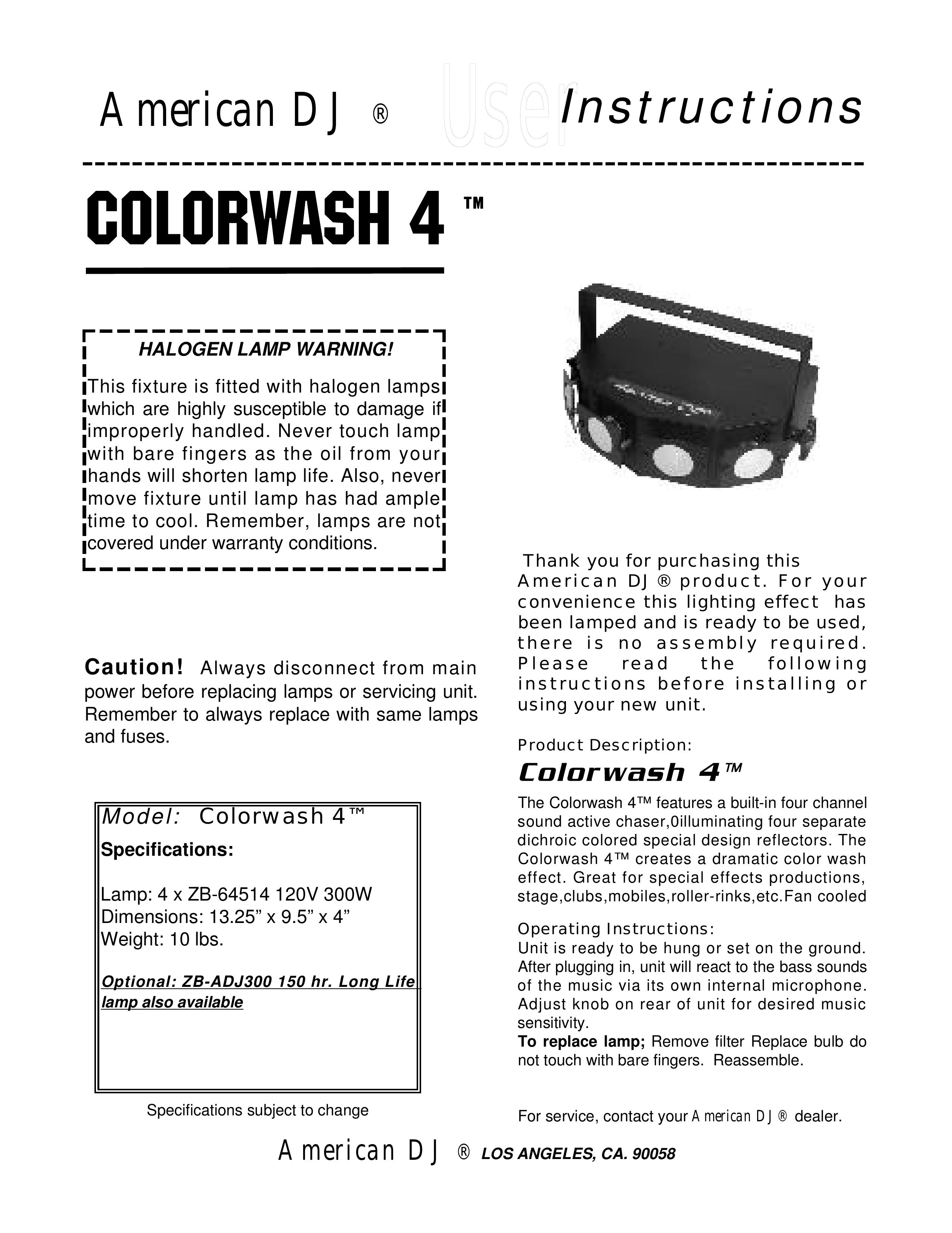 American DJ Colorwash 4 DJ Equipment User Manual (Page 1)