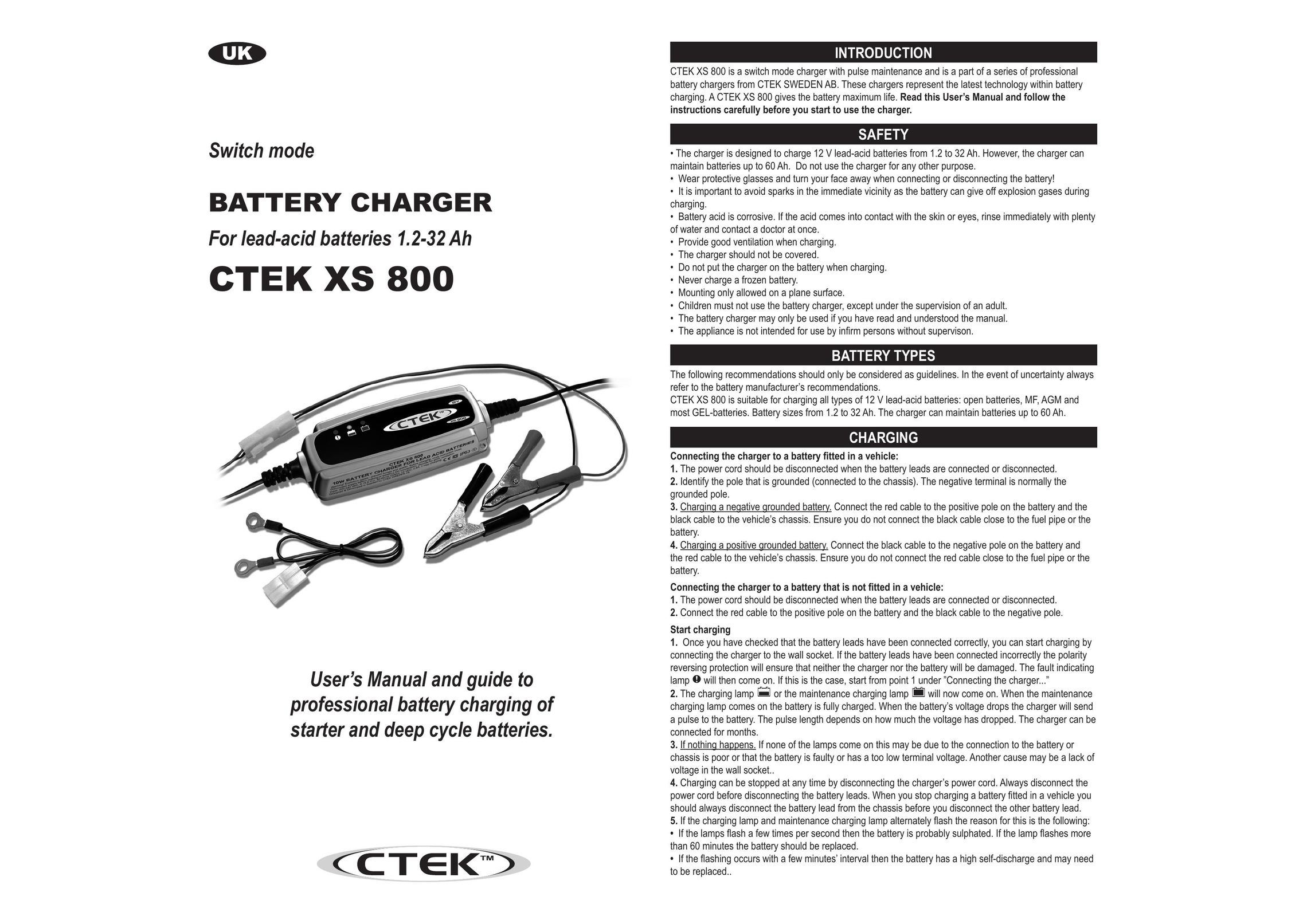 AB Soft CTEK XS 800 Battery Charger User Manual (Page 1)