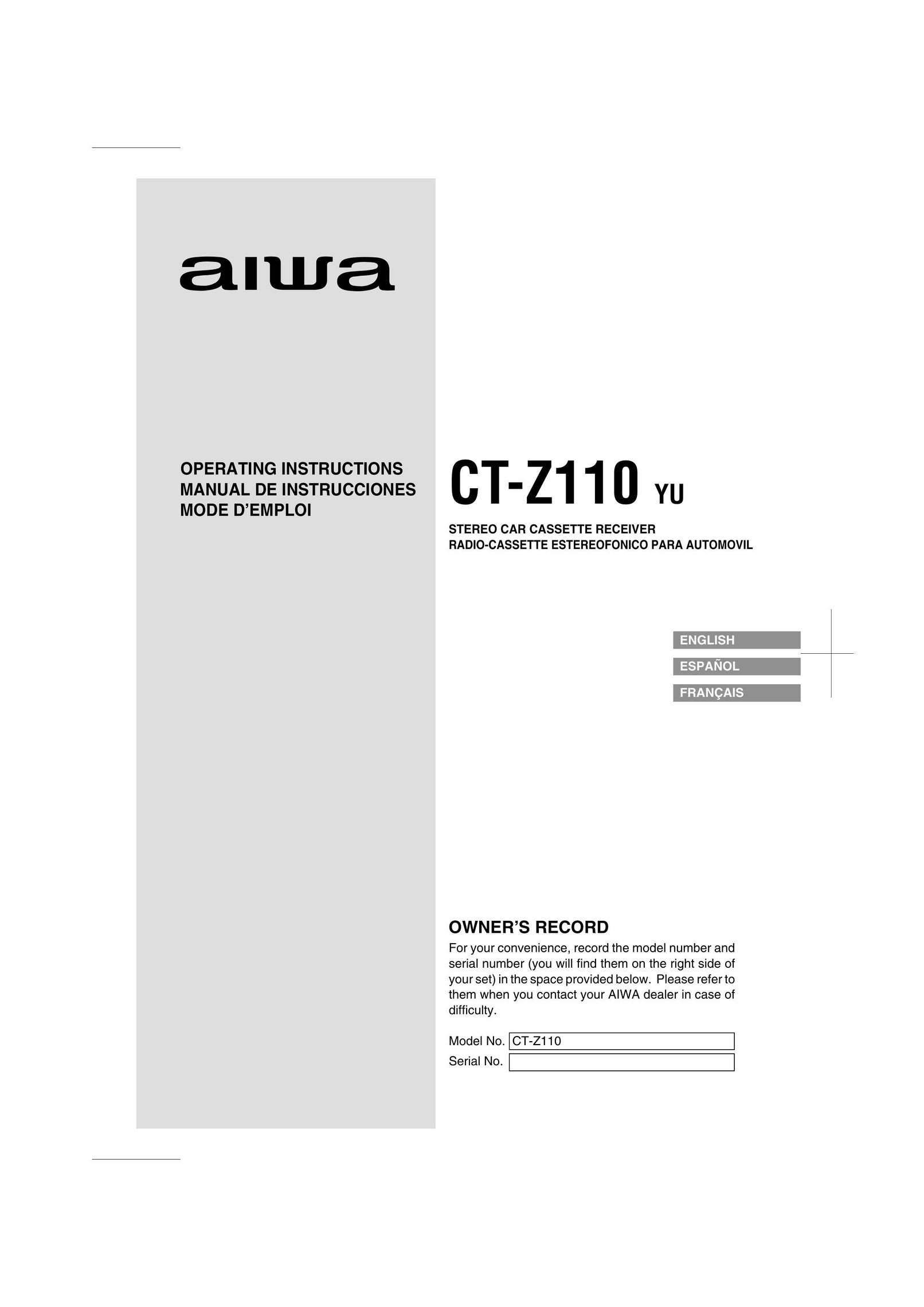 Aiwa CT-Z110 Car Stereo System User Manual (Page 1)