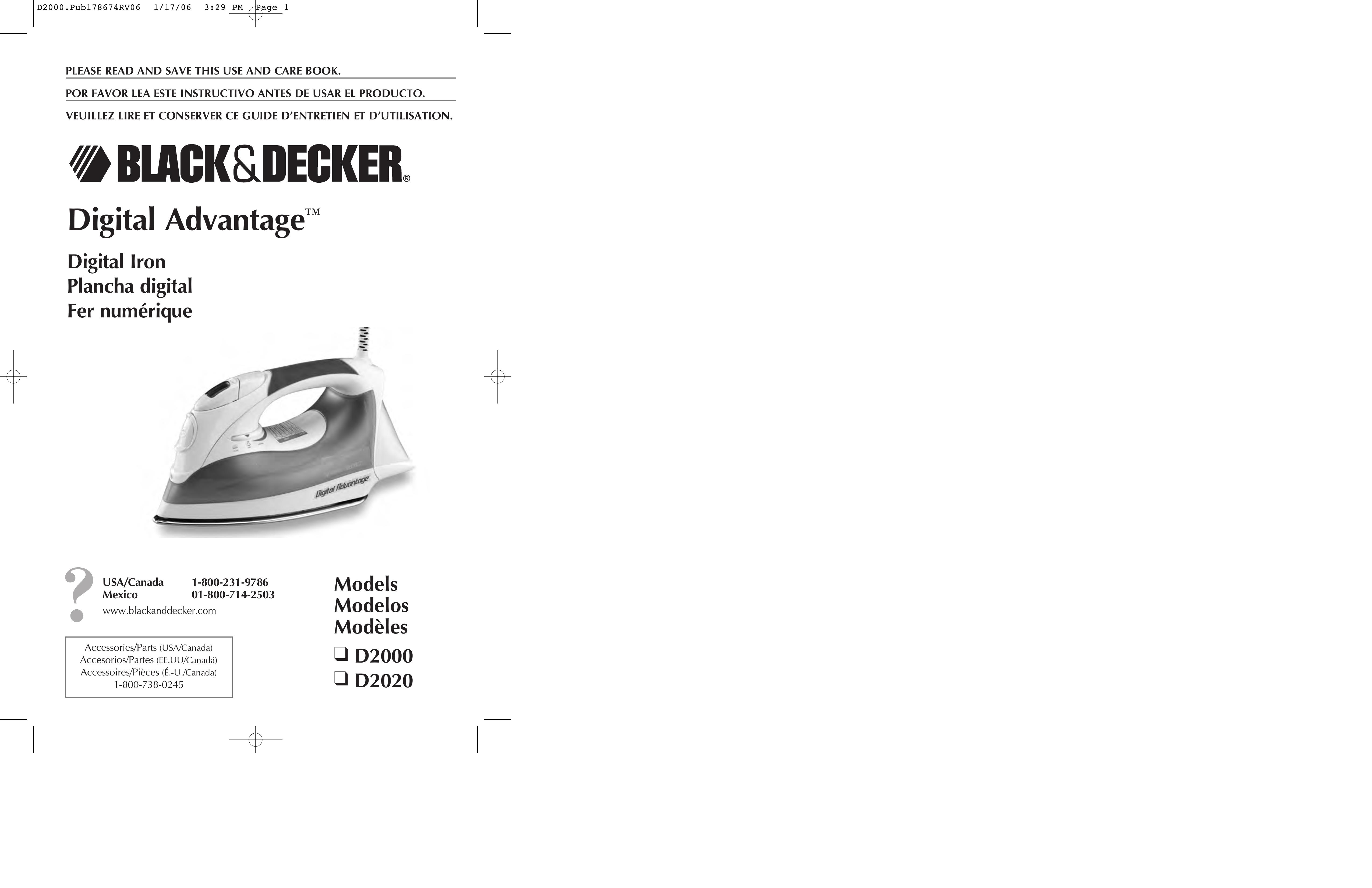 Black & Decker D2020 Iron User Manual (Page 1)