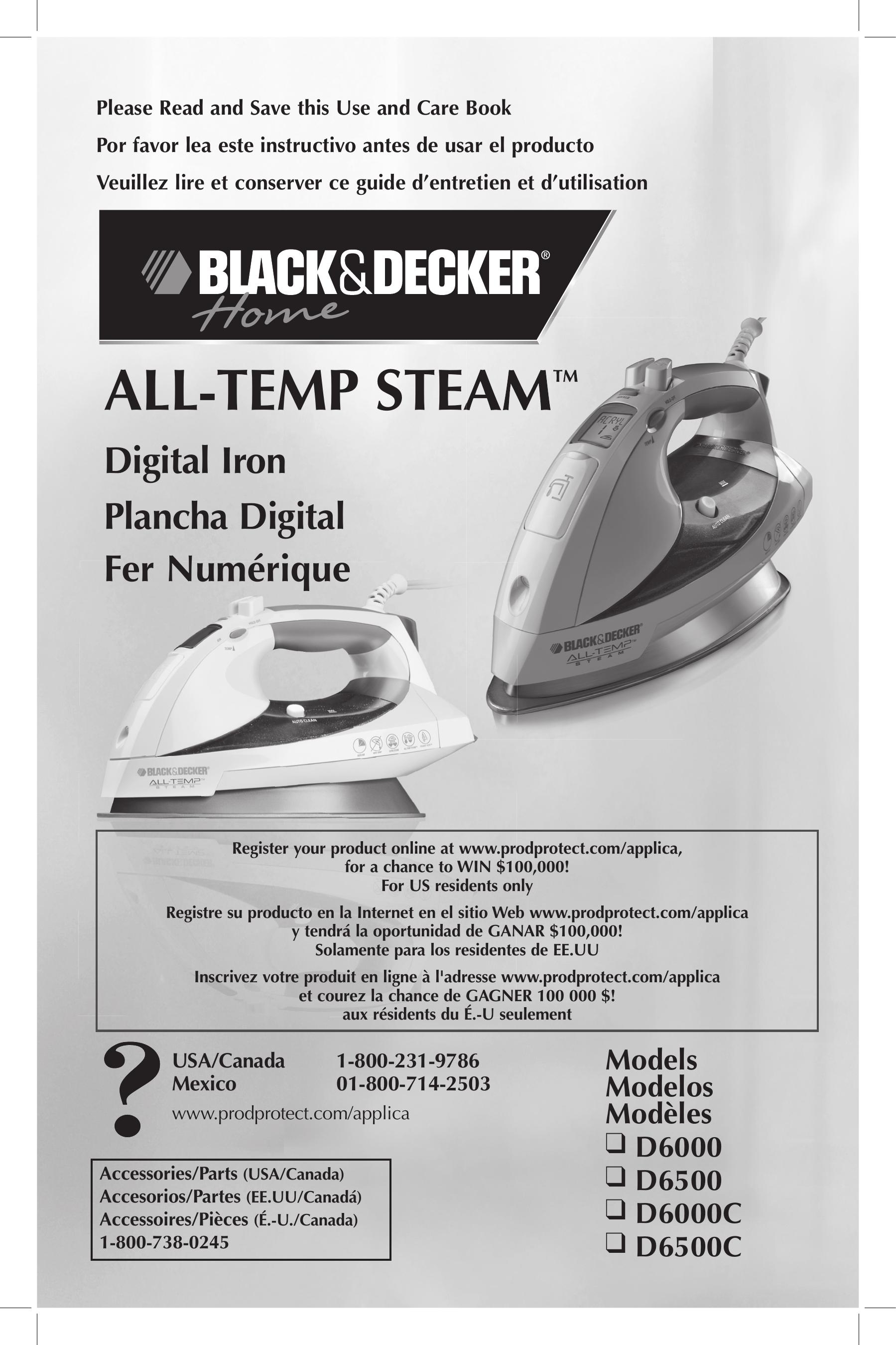 Black & Decker D6000 Iron User Manual (Page 1)